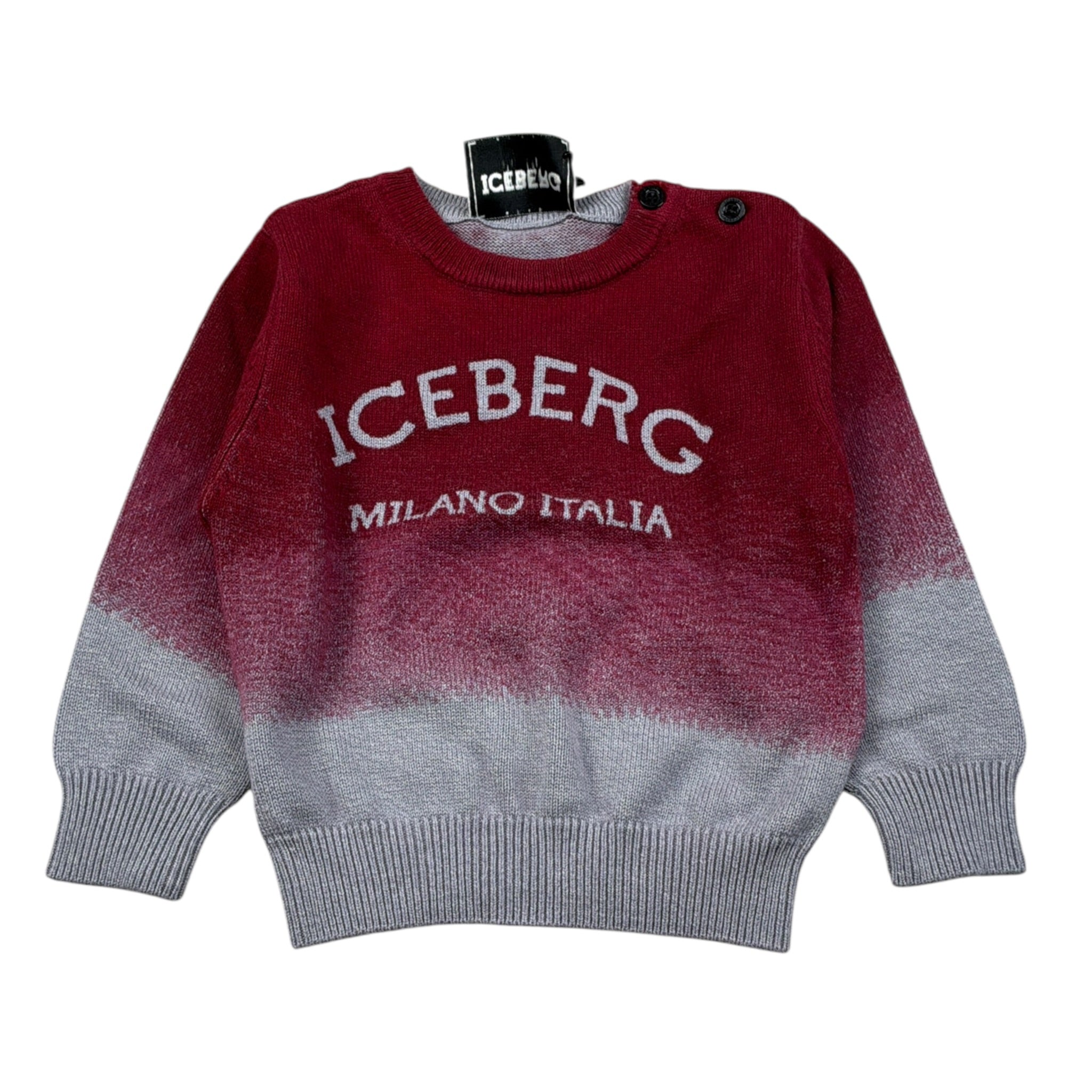 Iceberg Maglia Bicolore con Stampa Bordeaux per Neonato MGICE6312BXXX BORDEAUX ICEBERG 