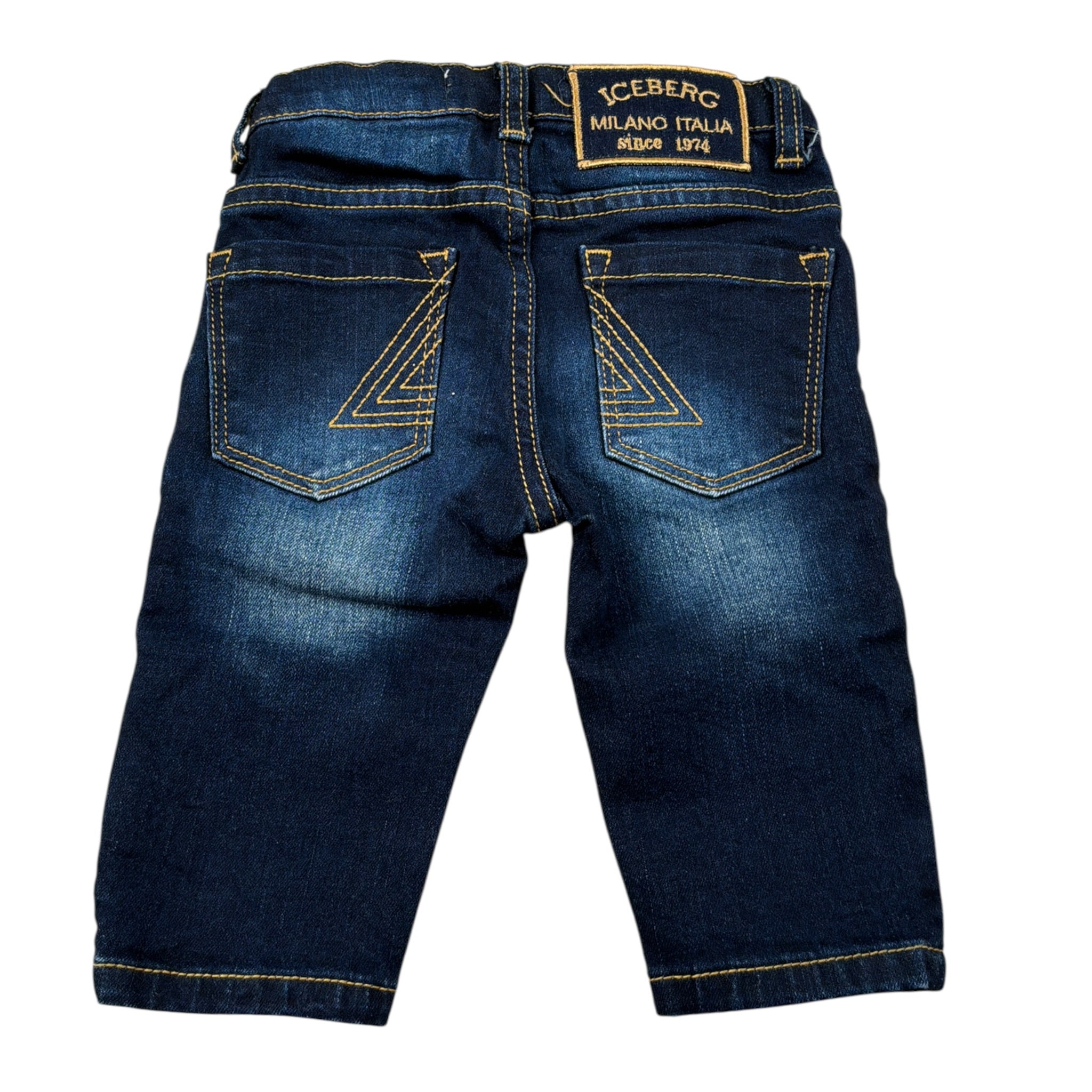 Iceberg Jeans tinta unita con Girovita Regolabile Blu per Neonato PTICE5312B BLU ICEBERG 