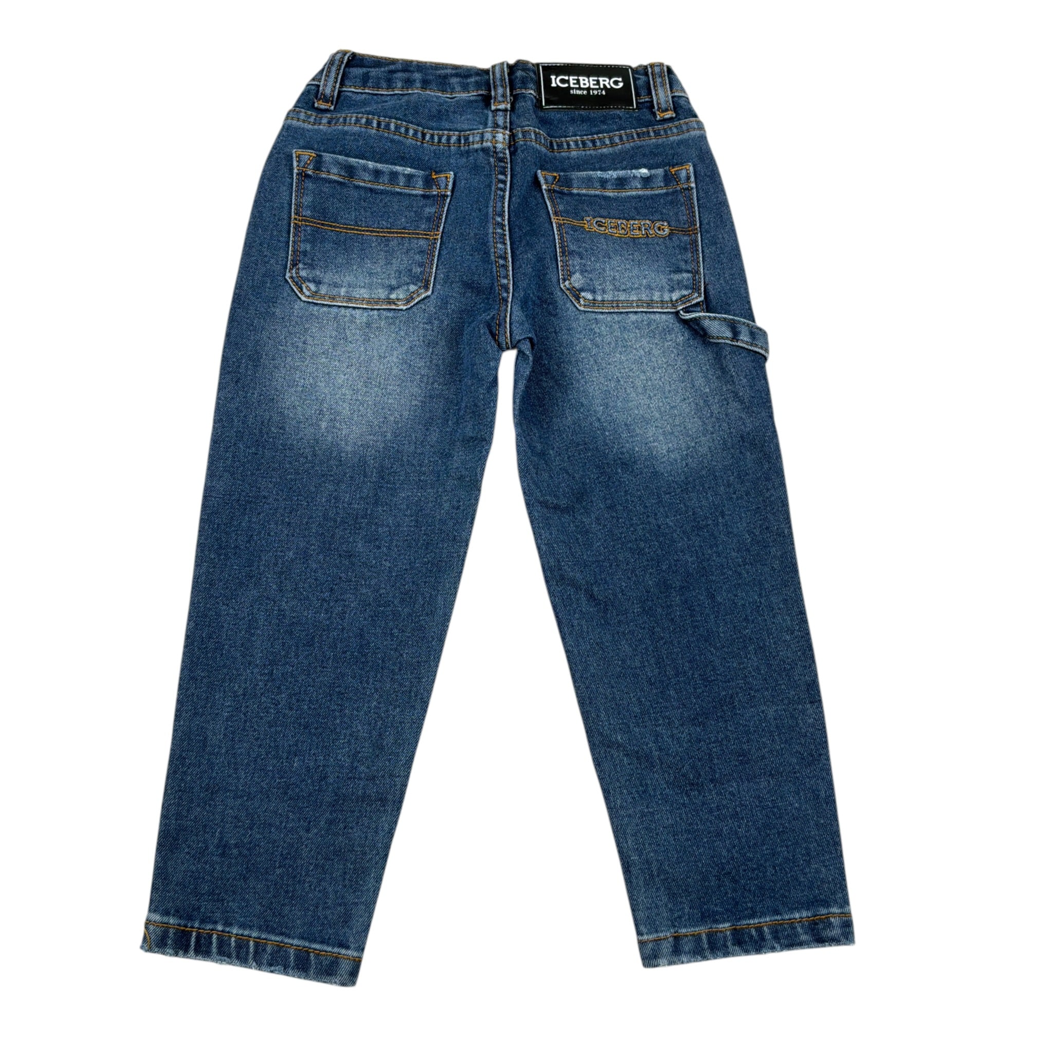 Iceberg Jeans tinta unita con Girovita Regolabile Blu per Neonato PTICE6301BN BLU ICEBERG 