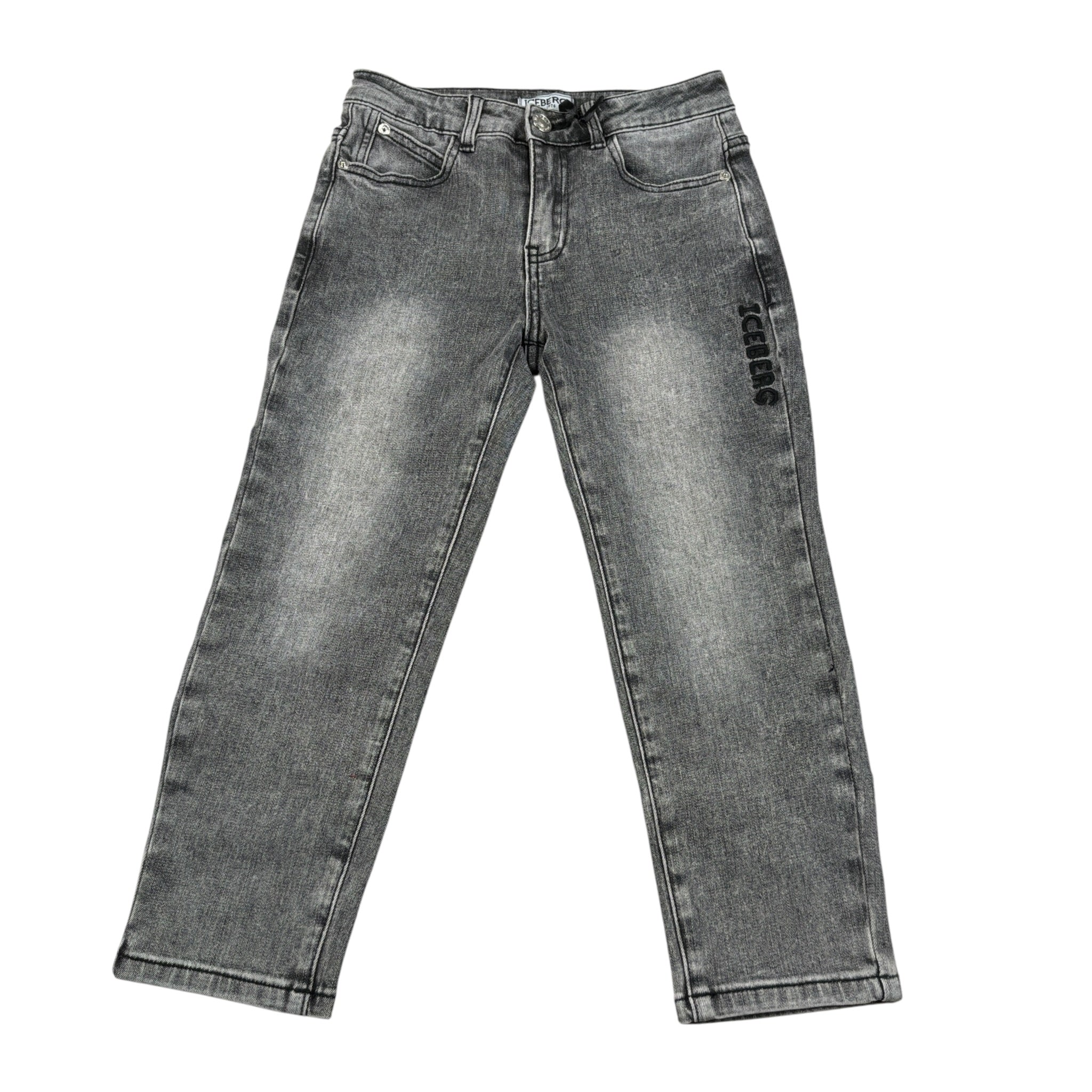 Iceberg Jeans tinta unita con Girovita Regolabile Nero per Bambino PTICE6308J NERO ICEBERG 