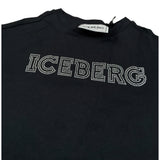 Iceberg T-Shirt Girocollo tinta unita con Brillantini Nero per Bambina TSICE6353J NERO ICEBERG 