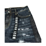Icon Jeans tinta unita con Strappi Blu per Bambino IBDT00718 BLU ICON 