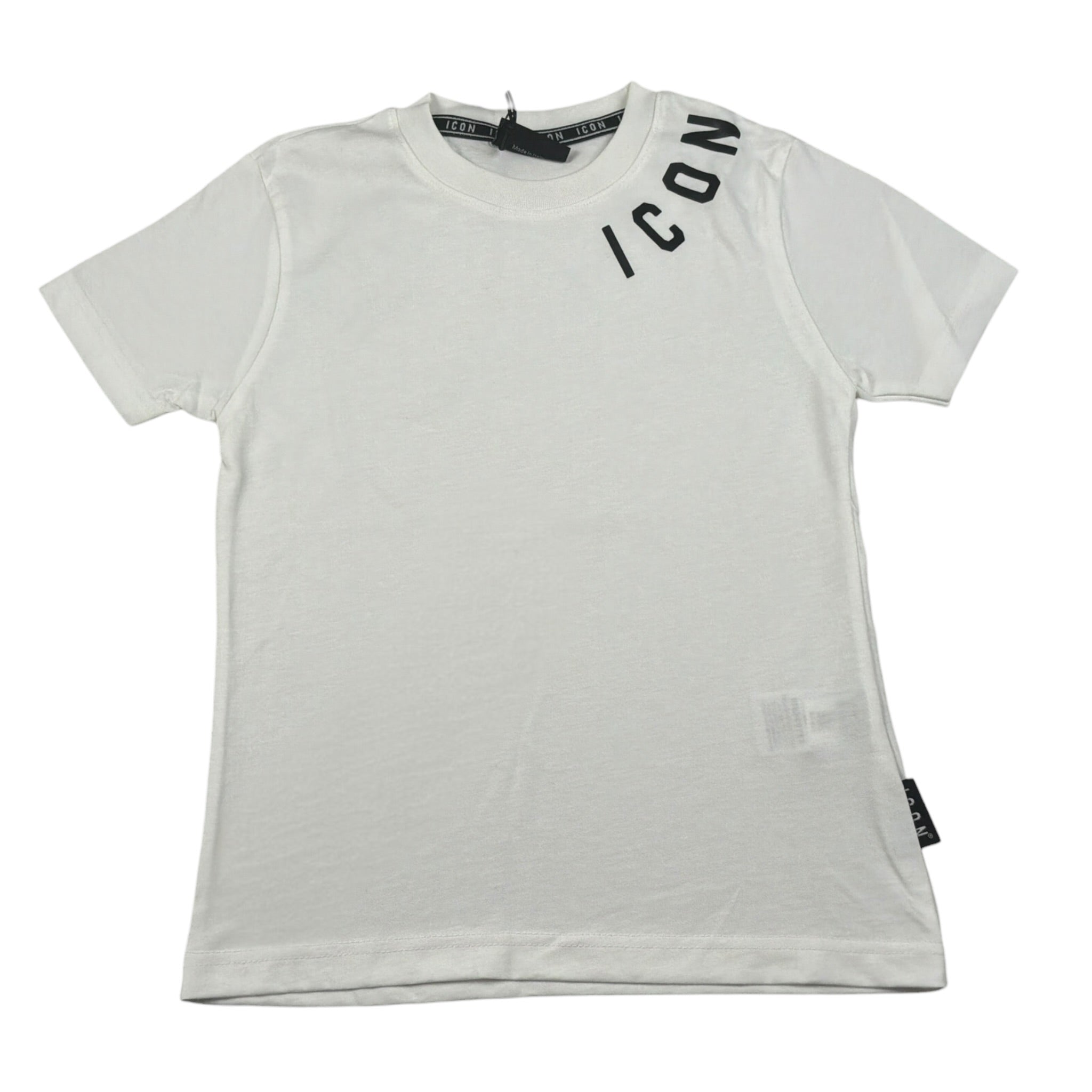 Icon T-Shirt Girocollo tinta unita con Stampe Logo Bianco per Bambino IBKS00735 BIANCO ICON 