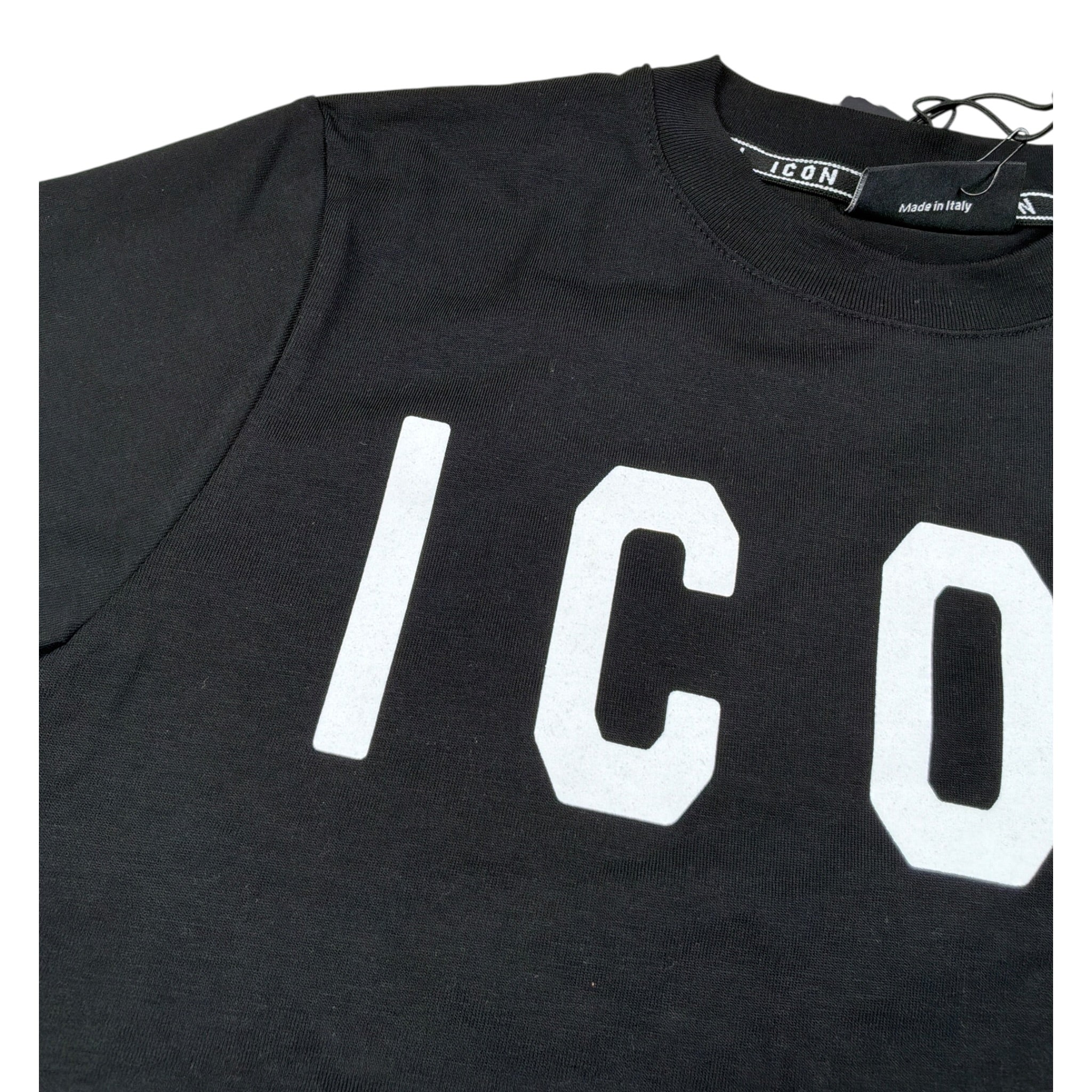 Icon T-Shirt Girocollo tinta unita con Logo Nero per Bambino IBKS00746 NERO ICON 