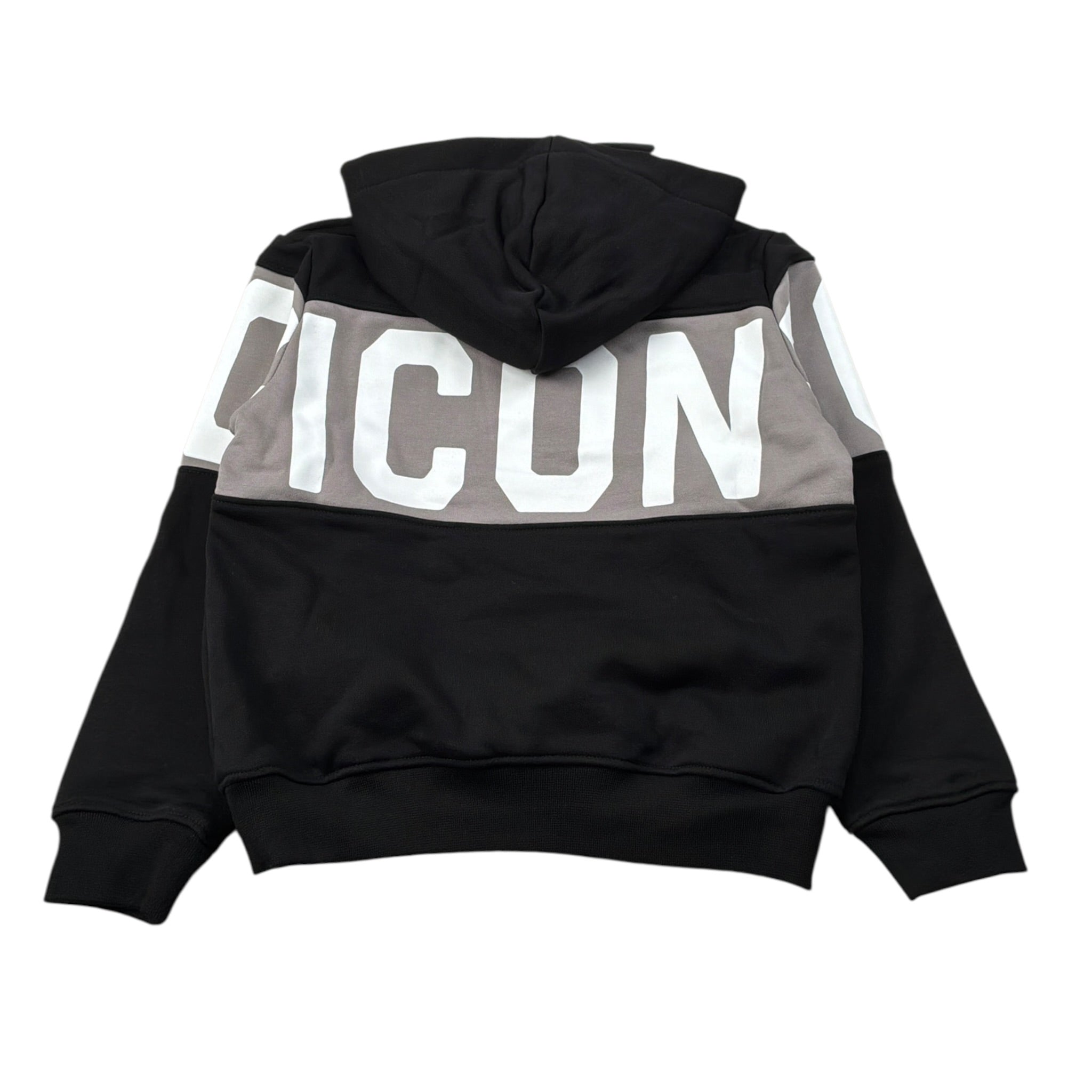 Icon Felpa con Cappuccio tinta unita con Logo Nero per Bambino IBSW00739 NERO ICON 