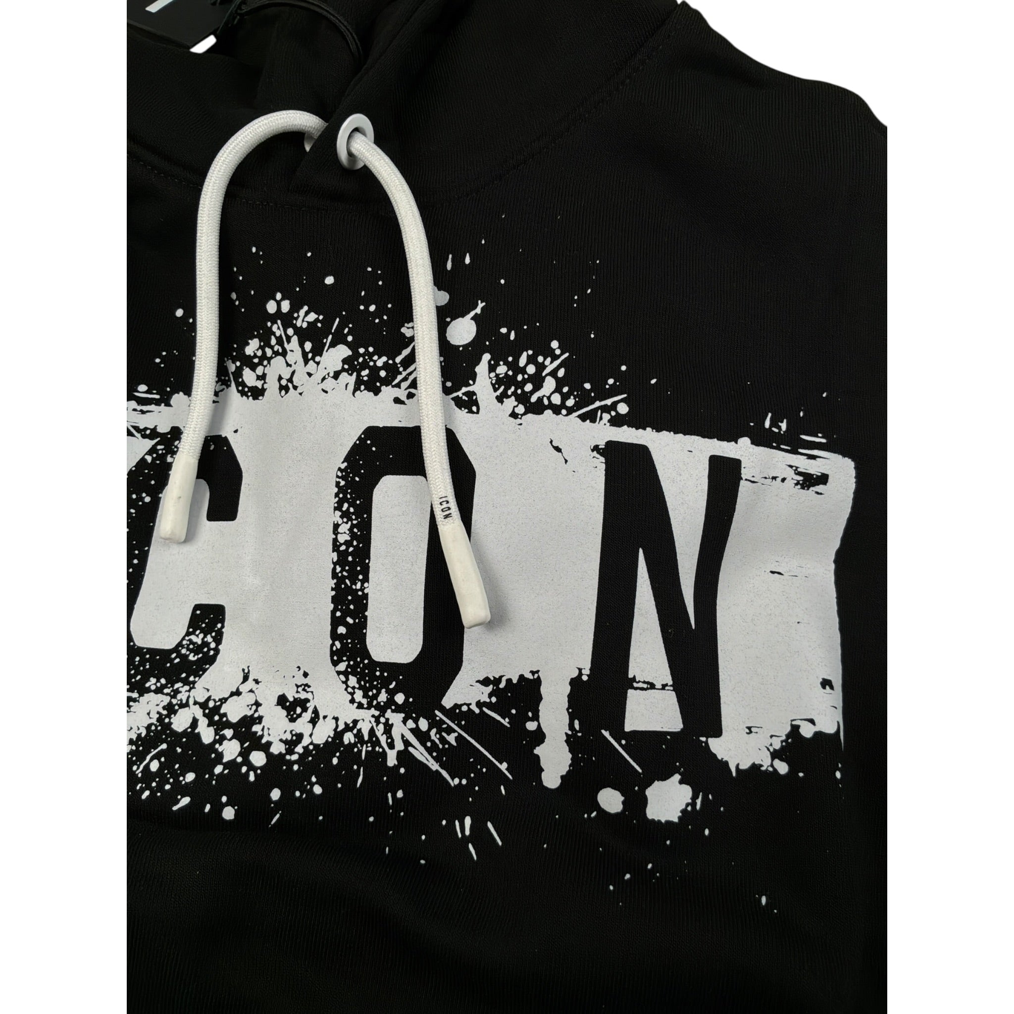 Icon Felpa Chiusa con Cappuccio tinta unita con Logo Nero per Bambino IBSW0076 NERO ICON 