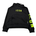 Icon Felpa tinta unita con Cappuccio E Stampa Nero per Bambino IBSW00786X NERO ICON 