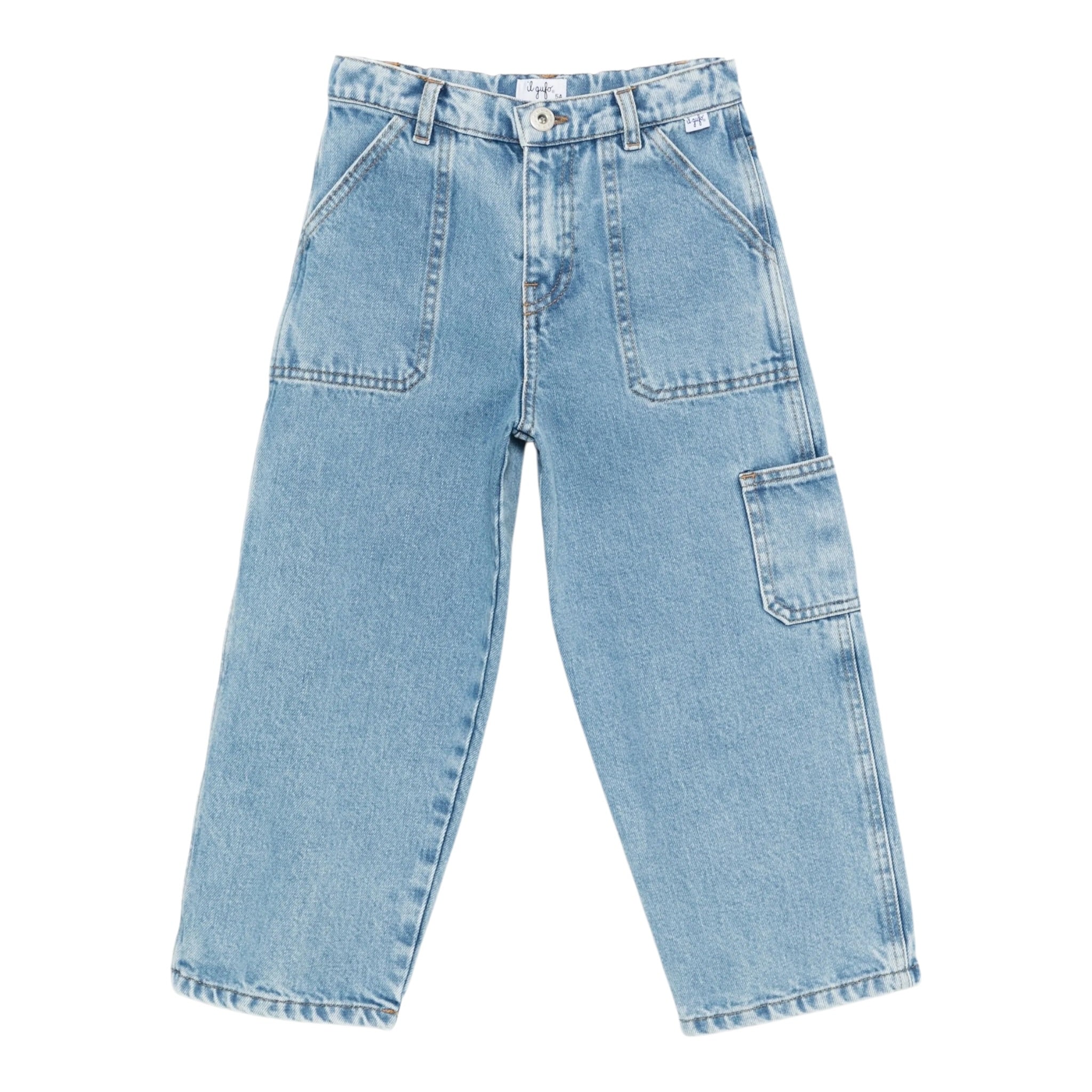 Il Gufo Jeans tinta unita con Girovita Regolabile Azzurro per Bambino A25GPL0041J0052 AZZURRO IL GUFO 