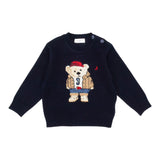 Jeckerson Maglia Girocollo tinta unita con Orso Blu per Neonato JN4251 BLU JECKERSON 