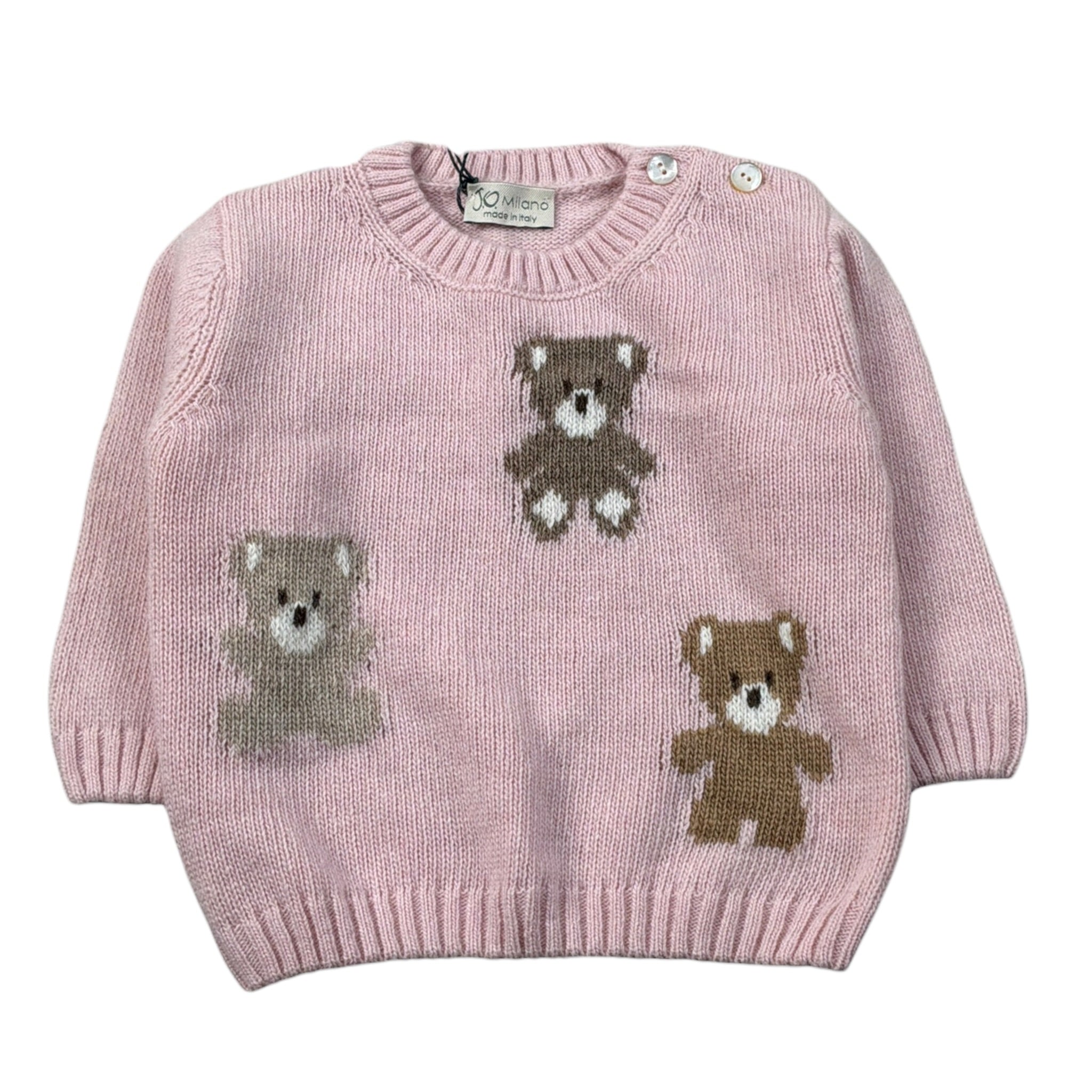 J.O. Milano Maglia Girocollo tinta unita con Ricami Rosa per Neonata 563A1A ROSA J.O. MILANO 