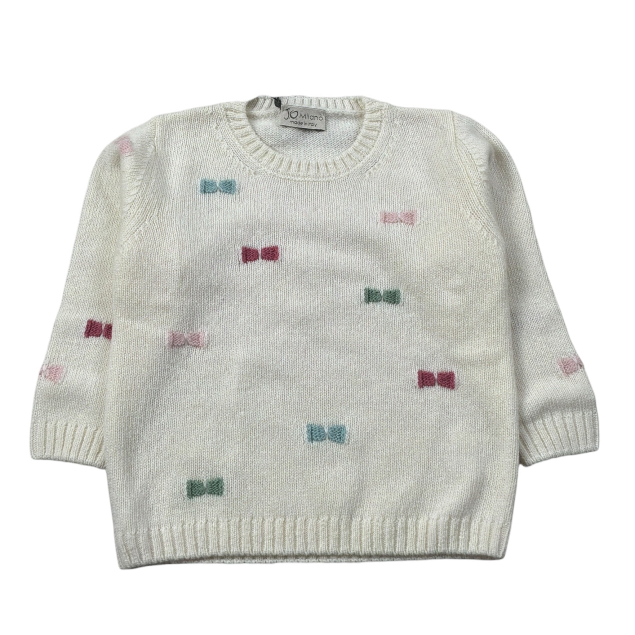 J.O. Milano Maglia Girocollo tinta unita con Ricami Panna per Neonata 563D2 PANNA J.O. MILANO 