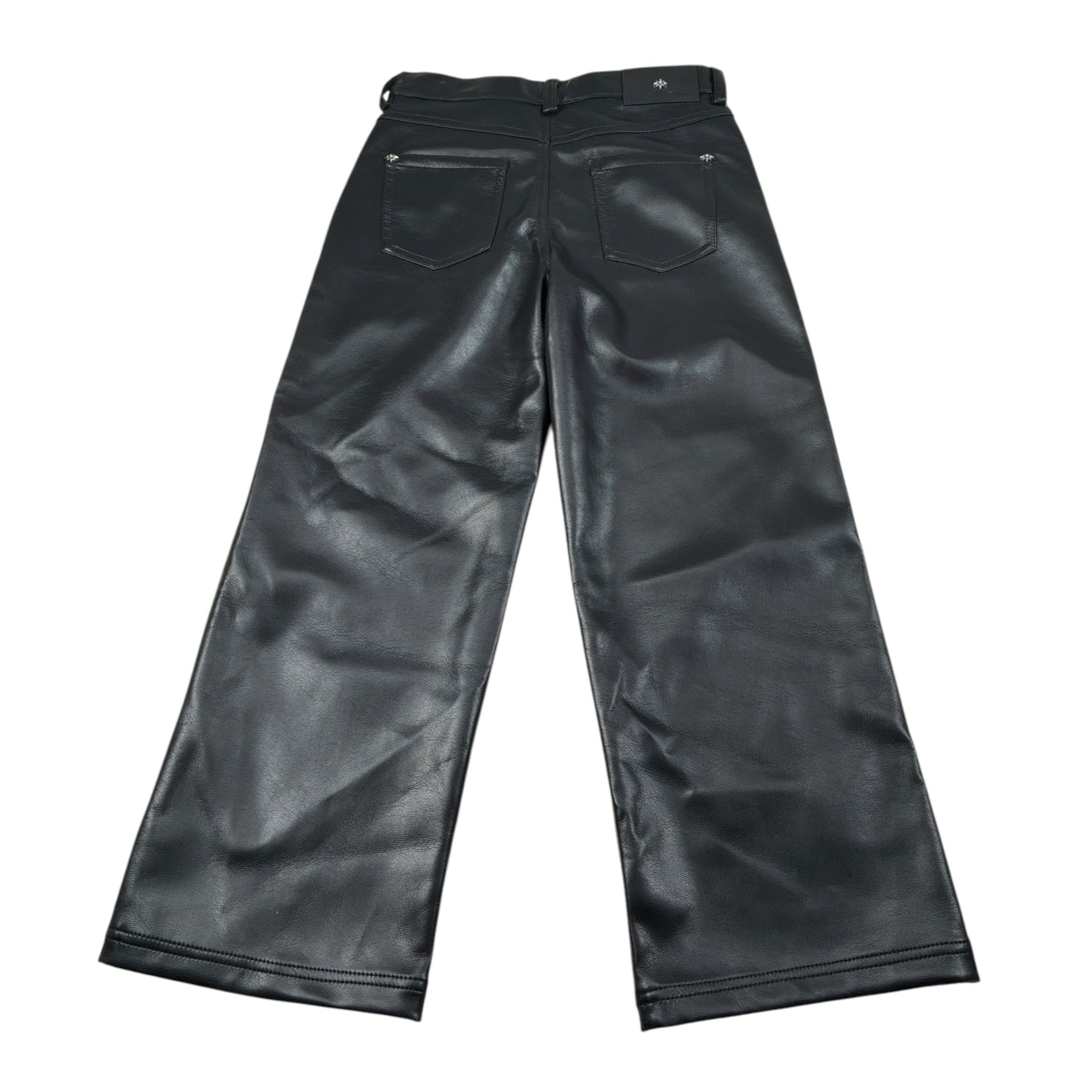 John Richmond Pantalone tinta unita Modello Palazzo In Ecopelle Nero per Bambina RBA26067PA NERO JOHN RICHMOND 