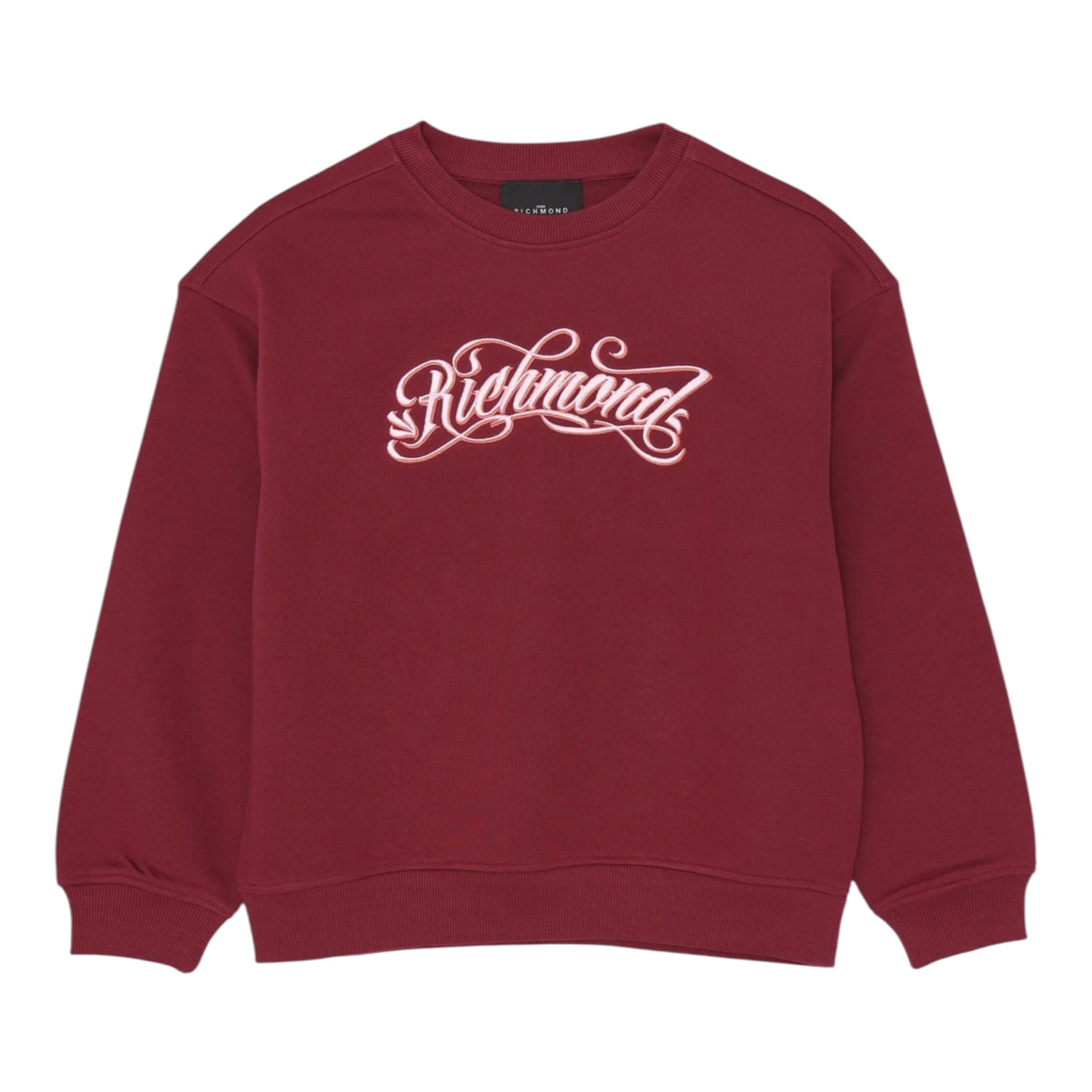 John Richmond Felpa Chiusa Girocollo tinta unita con Logo Bordeaux per Bambina RGA2510FE BORDEAUX JOHN RICHMOND 