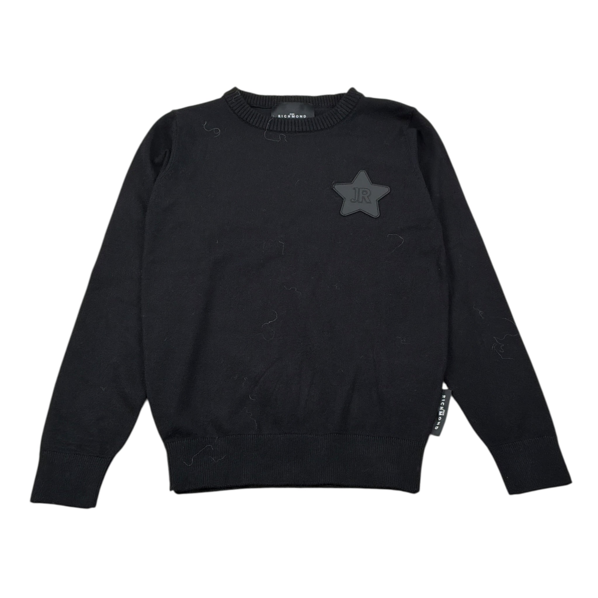 John Richmond Maglia Girocollo tinta unita con Logo Nero per Bambina RGA26023MA NERO JOHN RICHMOND 