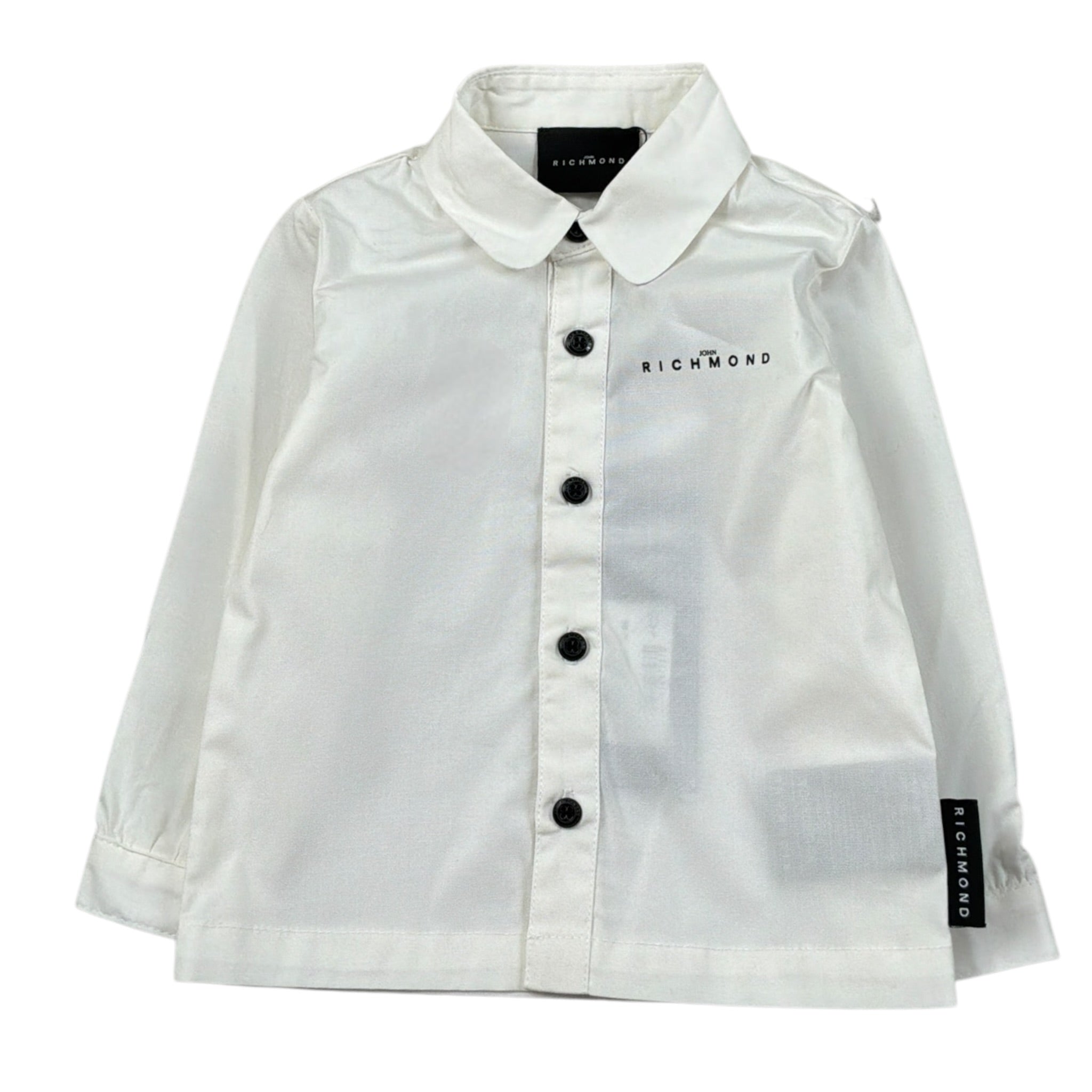 John Richmond Camicia tinta unita con Bottoni In Contrasto Bianco per Neonato RIA26032CA BIANCO JOHN RICHMOND 