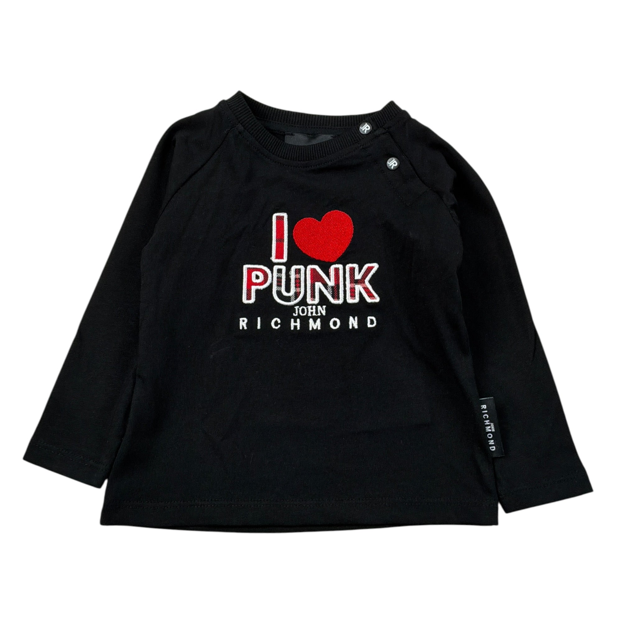 John Richmond Shirt tinta unita con Stampa Nero per Neonata RIA26085TS NERO JOHN RICHMOND 