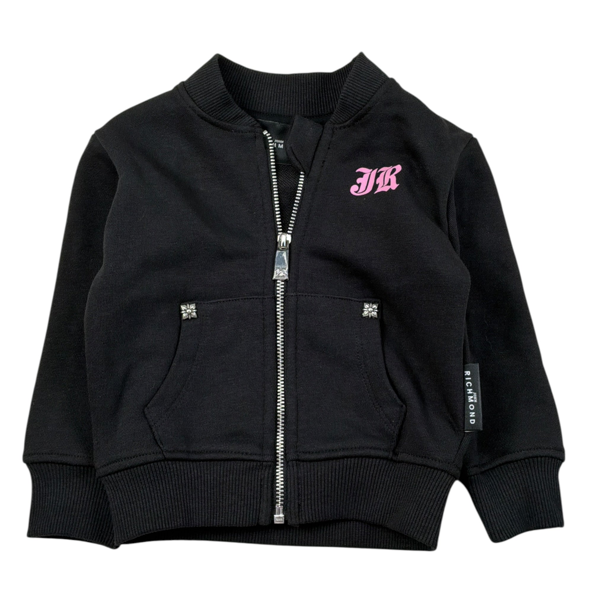 John Richmond Felpa tinta unita con Zip E Logo Nero per Neonata RIA26105FE NERO JOHN RICHMOND 
