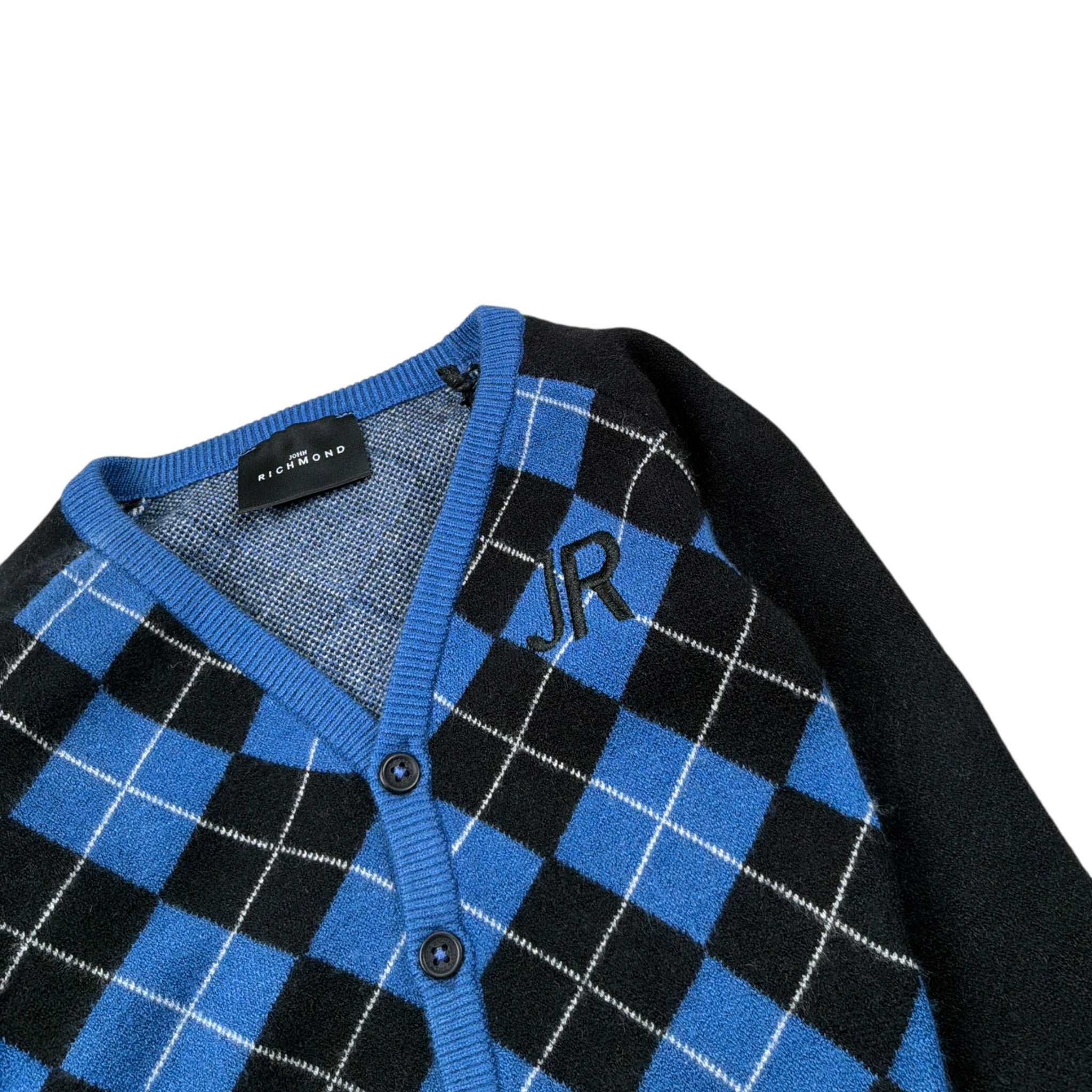 John Richmond Cardigan Bicolore con Fantasia A Quadri Blu per Neonato RIA26114CD BLU JOHN RICHMOND 