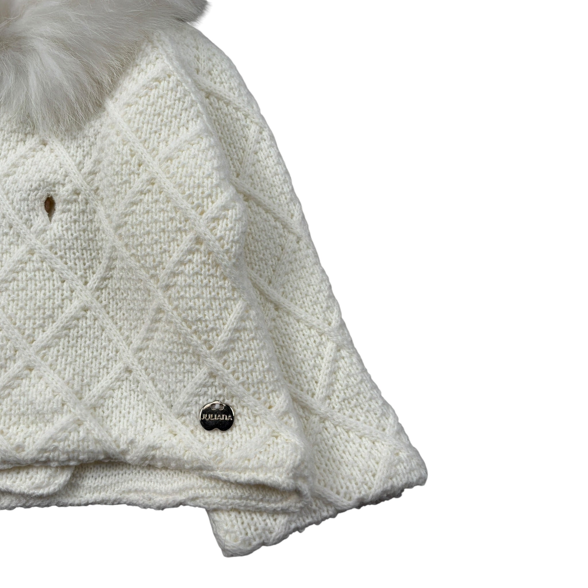 Juliana Cardigan tinta unita con Cappuccio Panna per Neonata 24699 PANNA JULIANA 