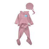 Juliana Completo 3Pz Maglia-Cappello-Ghettina Rosa per Neonata 25552 ROSA JULIANA 
