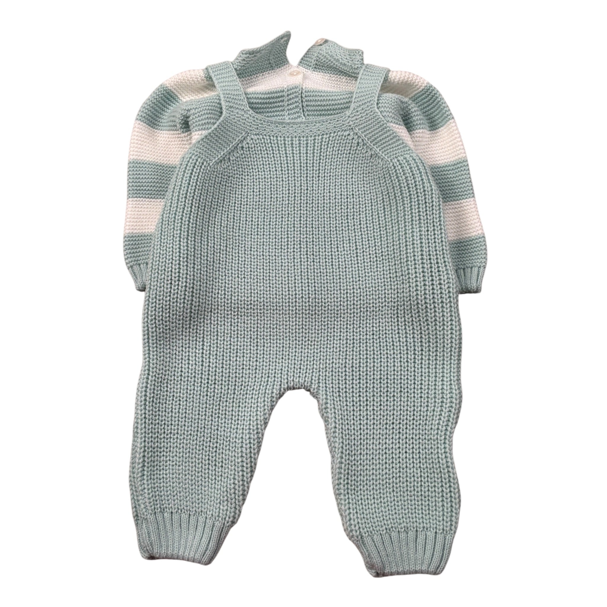 Juliana Completo 2 Pezzi Salopette-Maglia Verde Acqua per Neonato 25606X VERDE ACQUA JULIANA 