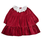 Juliana Abito Manica Lunga tinta unita In Camoscio Rosso per Neonata 25672 ROSSO JULIANA 
