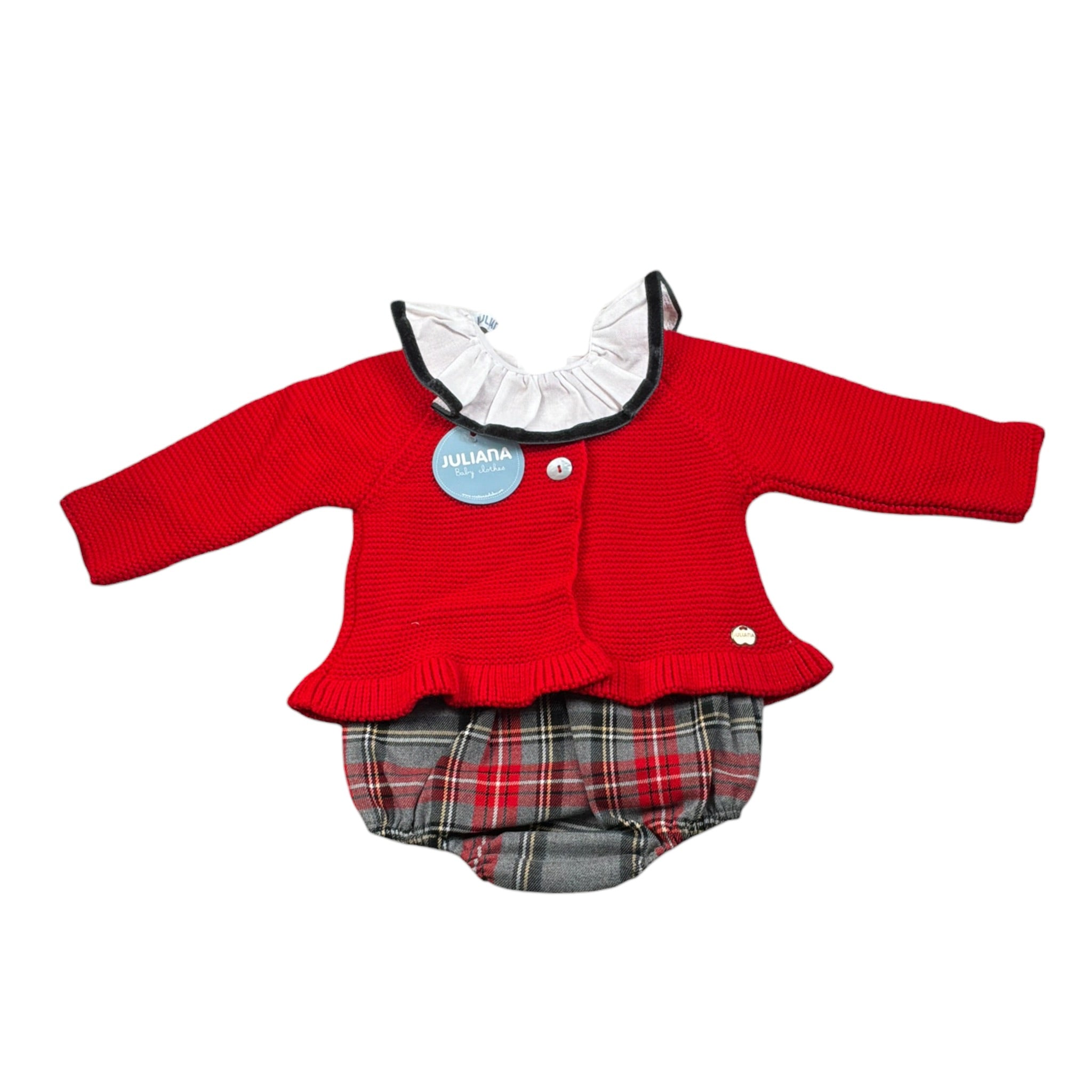 Juliana Completo 3 Pezzi Cardigan-Camicia-Culotte Rosso per Neonata 25685X ROSSO JULIANA 