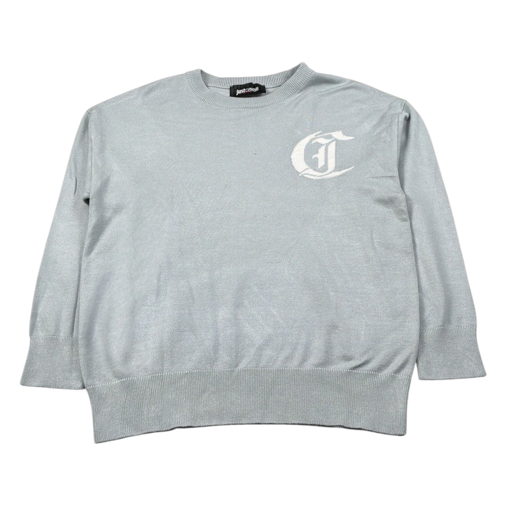 Just Cavalli Maglia Girocollo tinta unita con Logo Azzurro per Bambino JBA26013MA AZZURRO JUST CAVALLI 