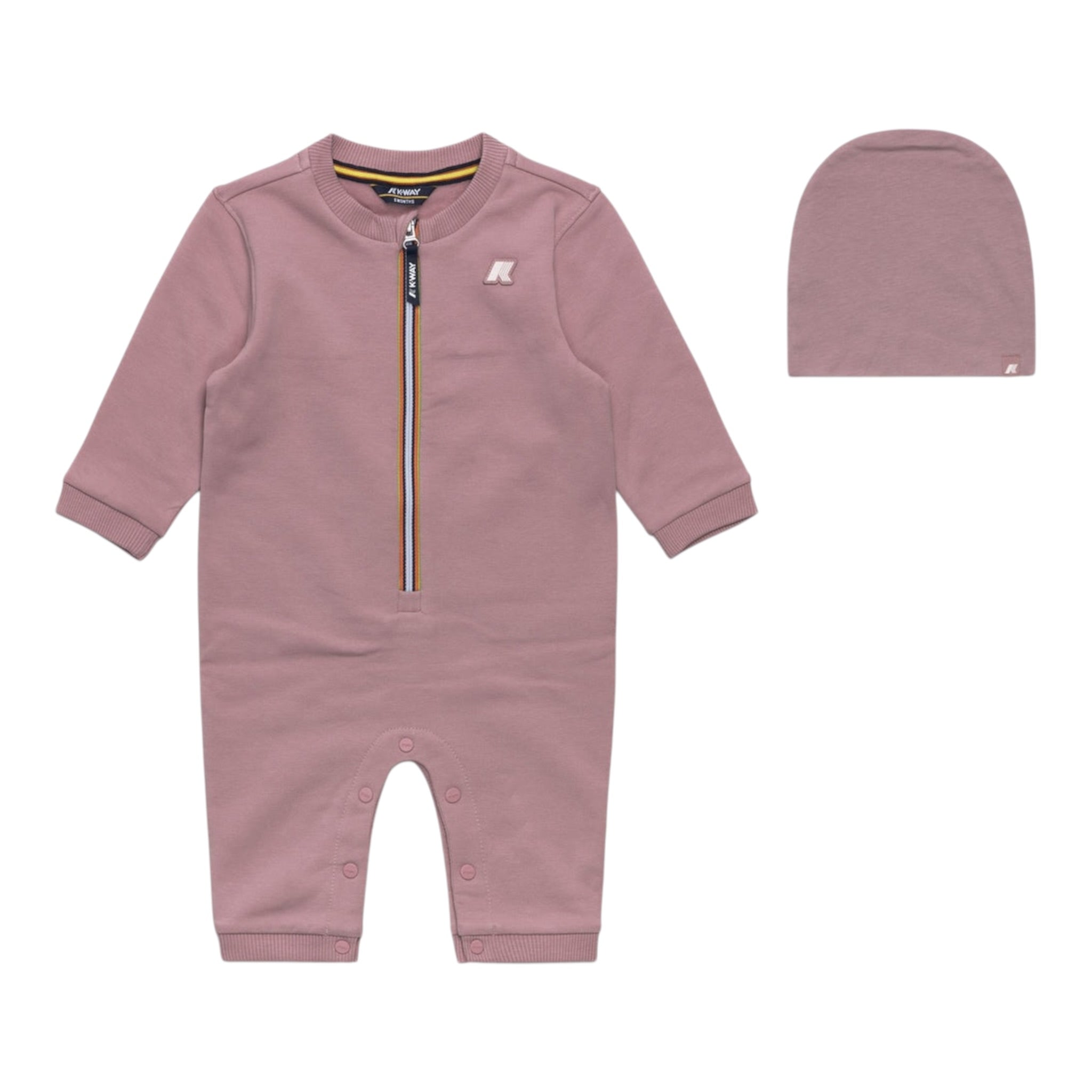 K-Way Tutina Manica Lunga tinta unita con Cappello Rosa per Neonata K3161W ROSA K-WAY 