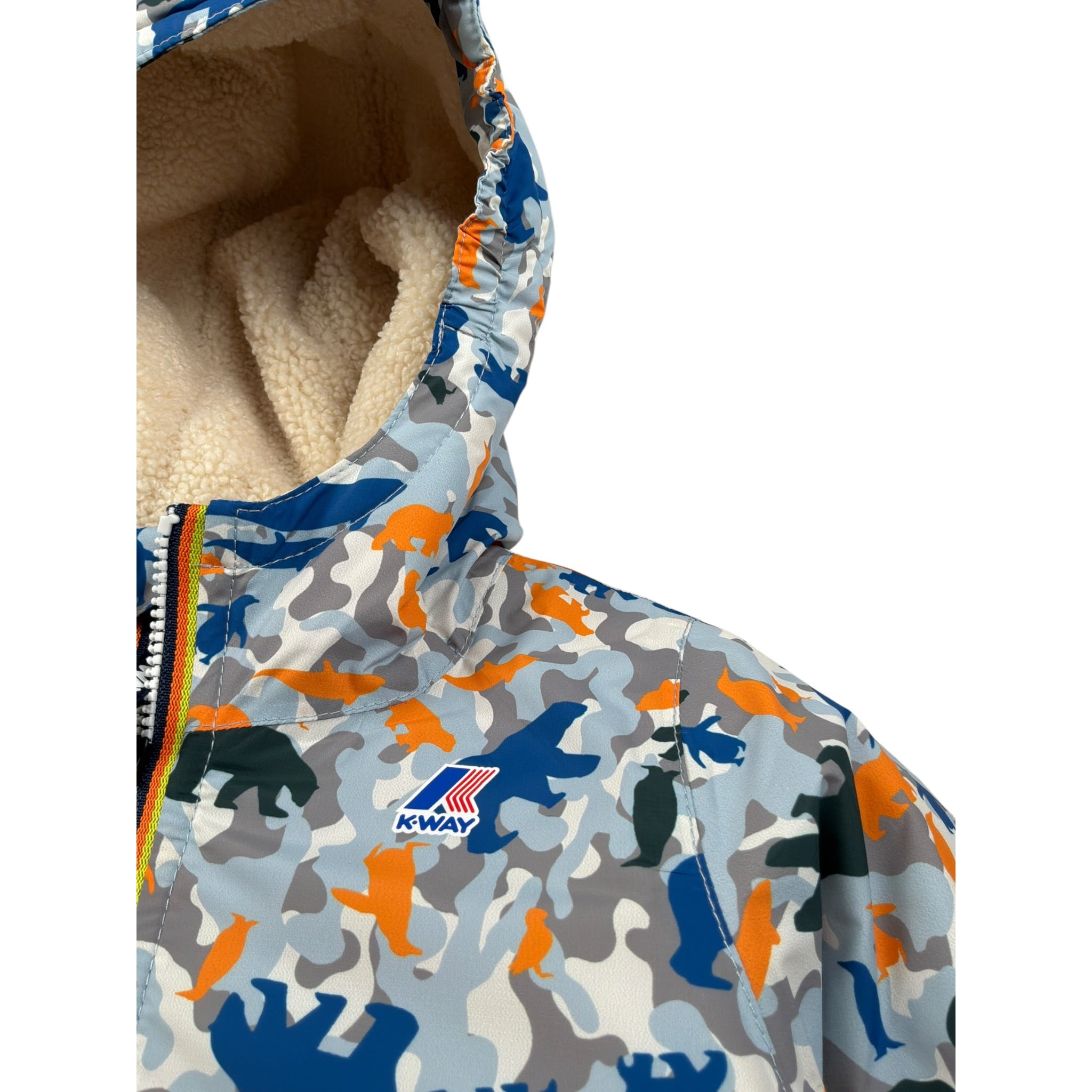 K-Way Giubbino Stampa Fantasia con Cappuccio Blu per Neonato K41467W BLU K-WAY 