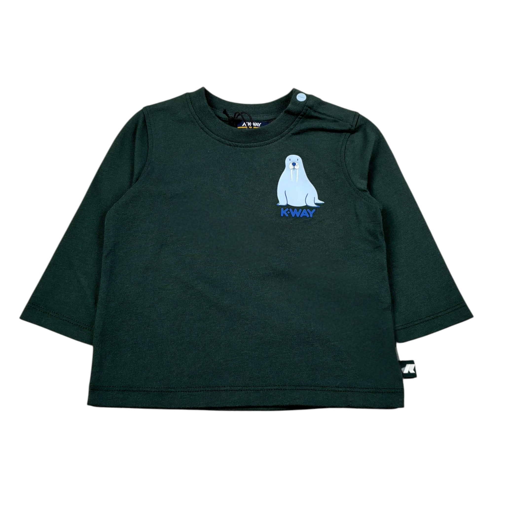 K-Way Shirt Girocollo tinta unita con Stampa Verde per Neonato K5146QW VERDE K-WAY 