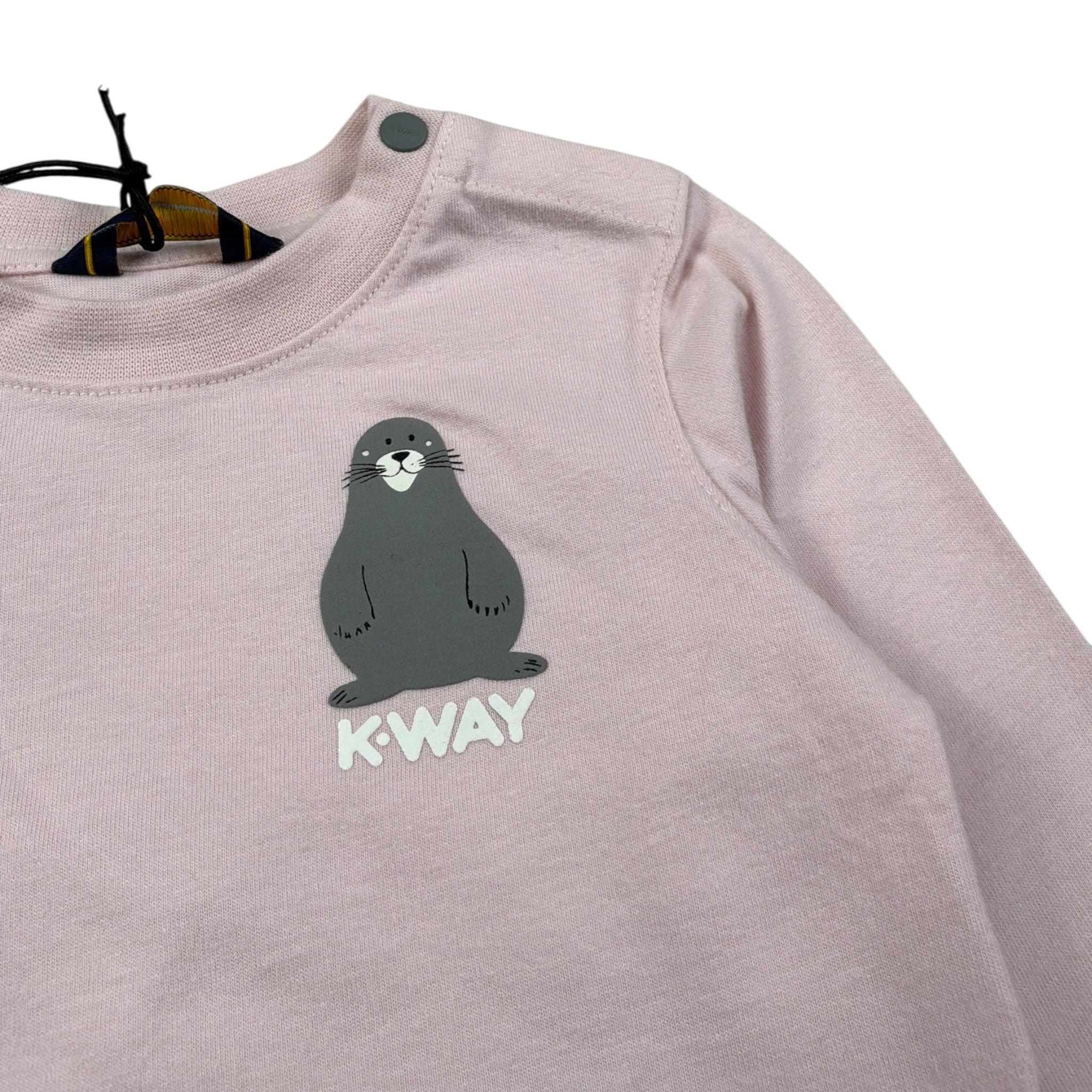 K-Way Shirt Girocollo tinta unita con Logo Rosa per Neonata K5146RW ROSA K-WAY 