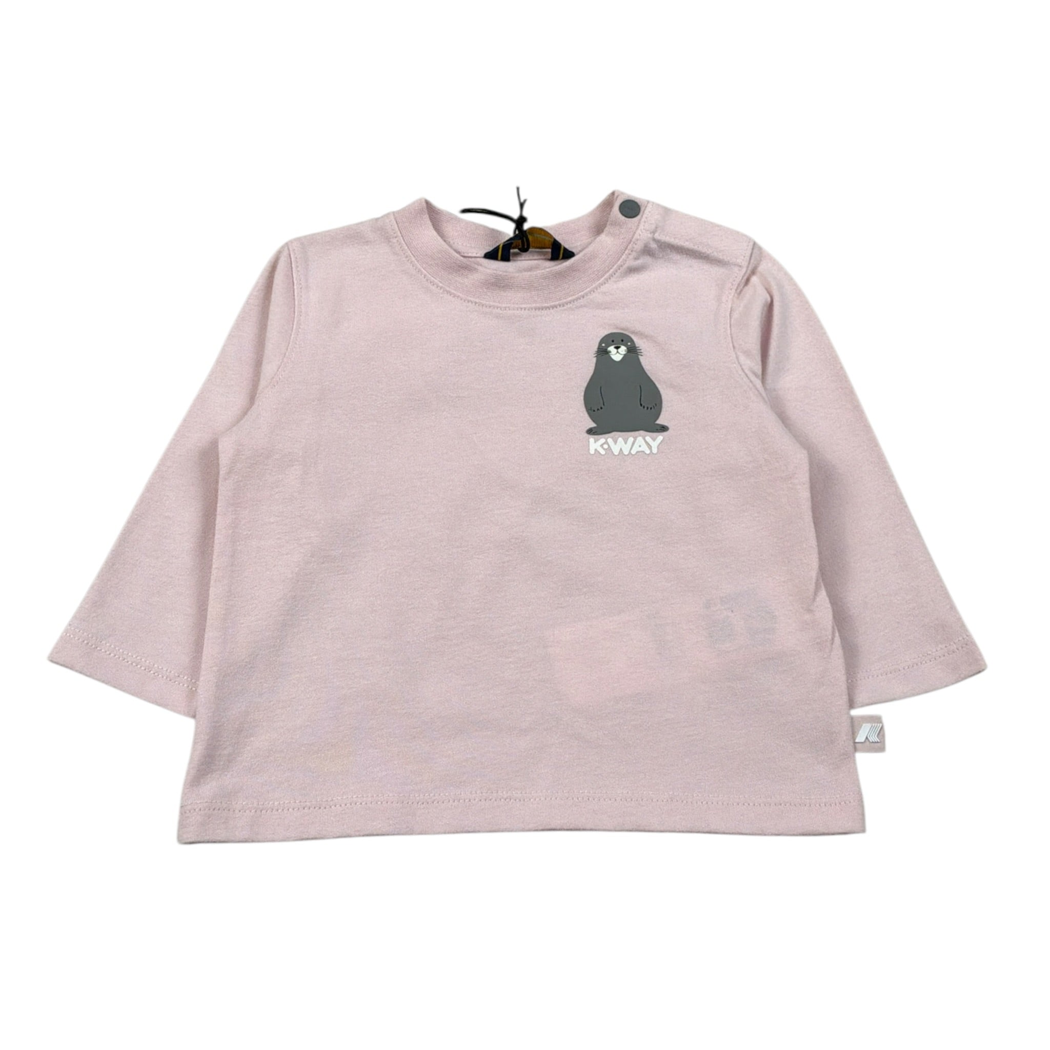 K-Way Shirt Girocollo tinta unita con Logo Rosa per Neonata K5146RW ROSA K-WAY 