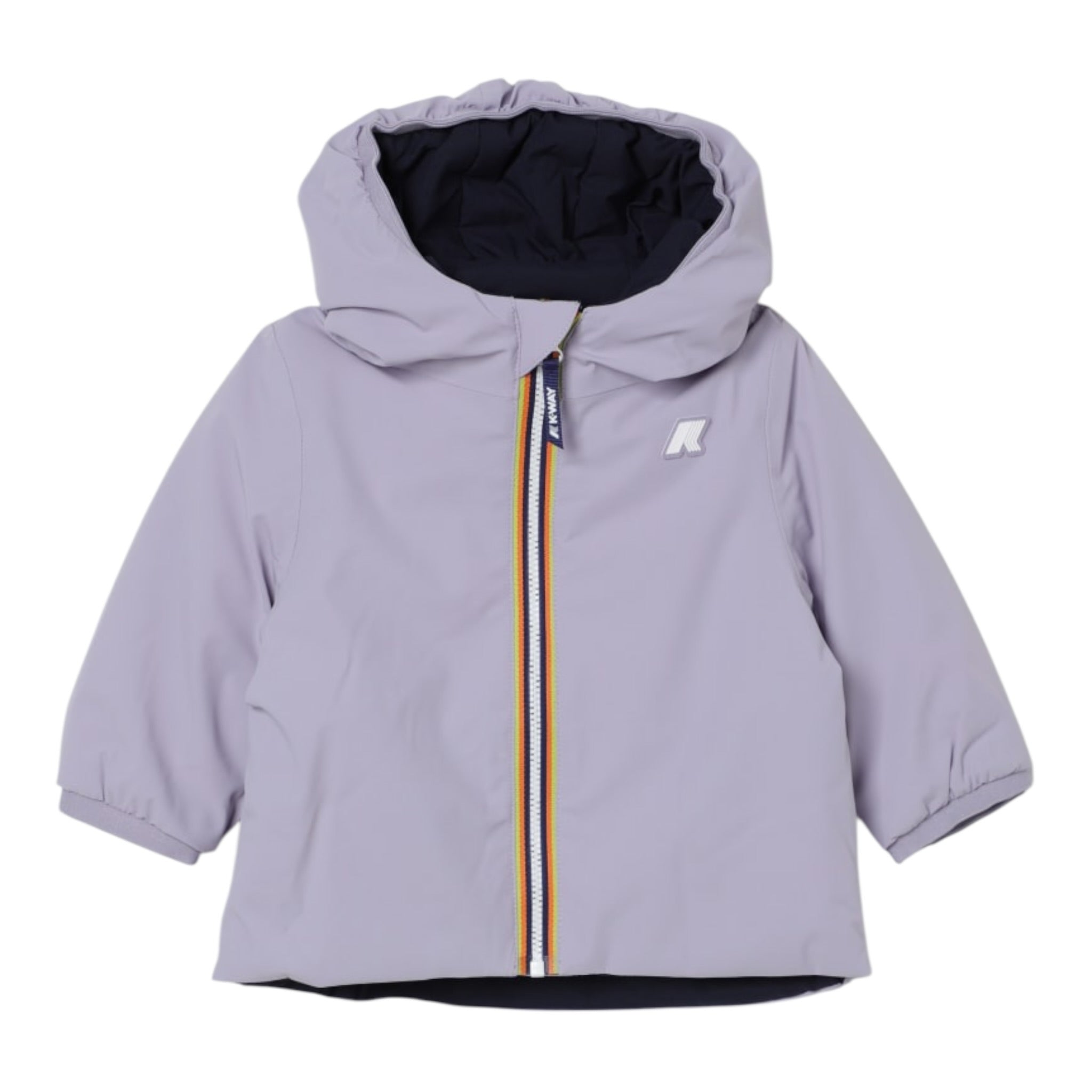 K-Way Giubbino Reversibile Bicolore con Zip E Cappuccio Lilla/Viola per Neonata K71338W LILLA/VIOLA K-WAY 