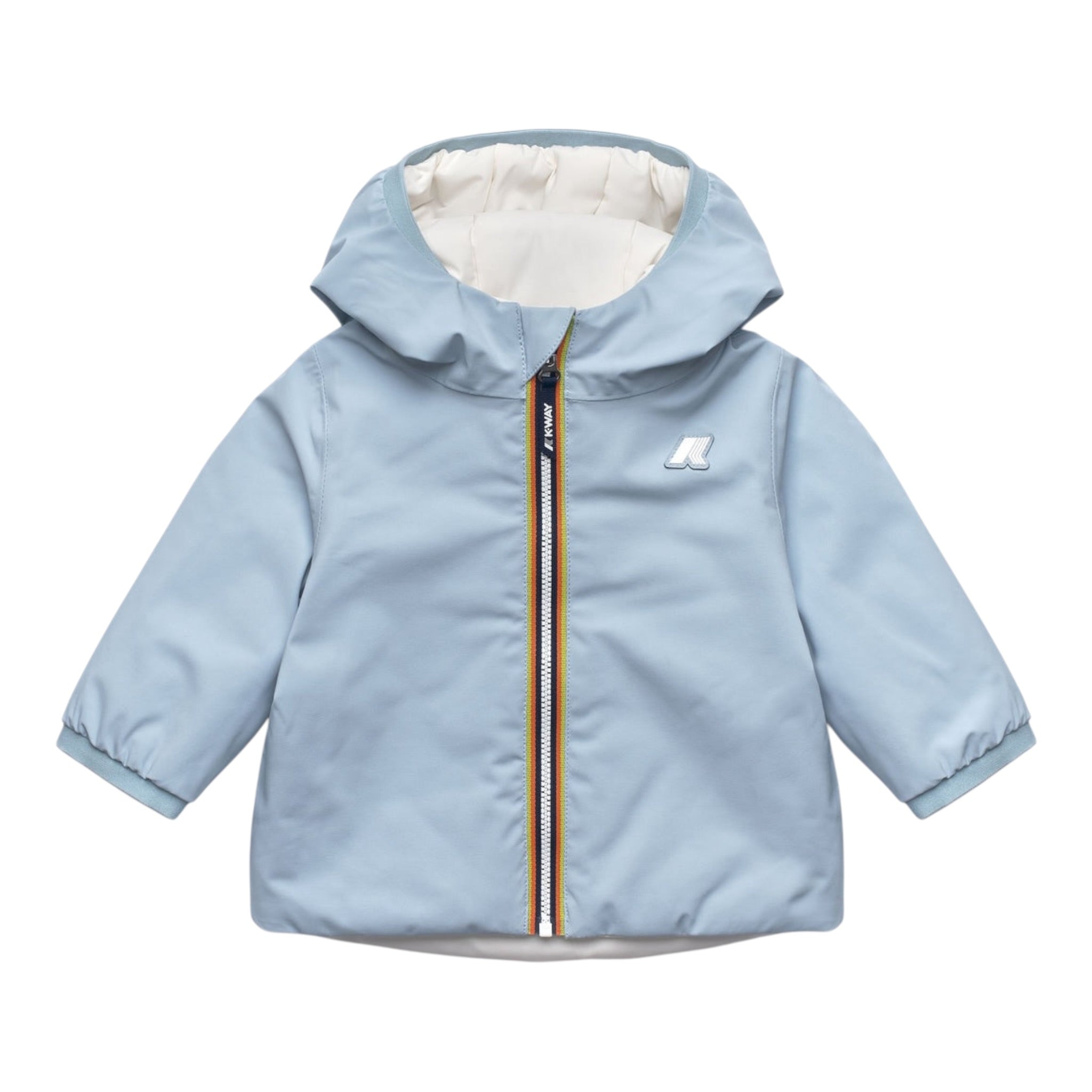 K-Way Giubbino Reversibile Bicolore con Zip E Cappuccio Azzurro/Bianco per Neonato K71338WXX AZZURRO/BIANCO K-WAY 
