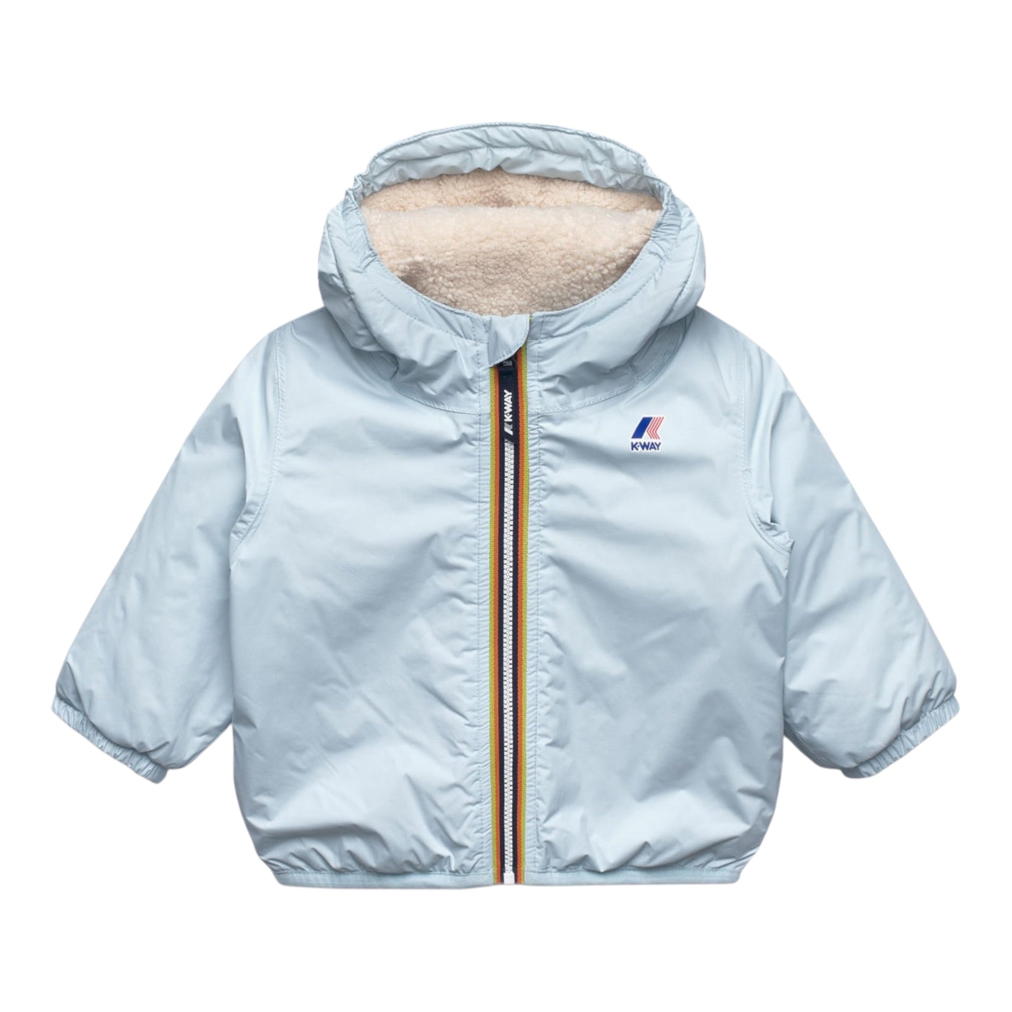 K-Way Giubbino tinta unita con Zip E Cappuccio Azzurro per Neonato K7142RWX AZZURRO K-WAY 