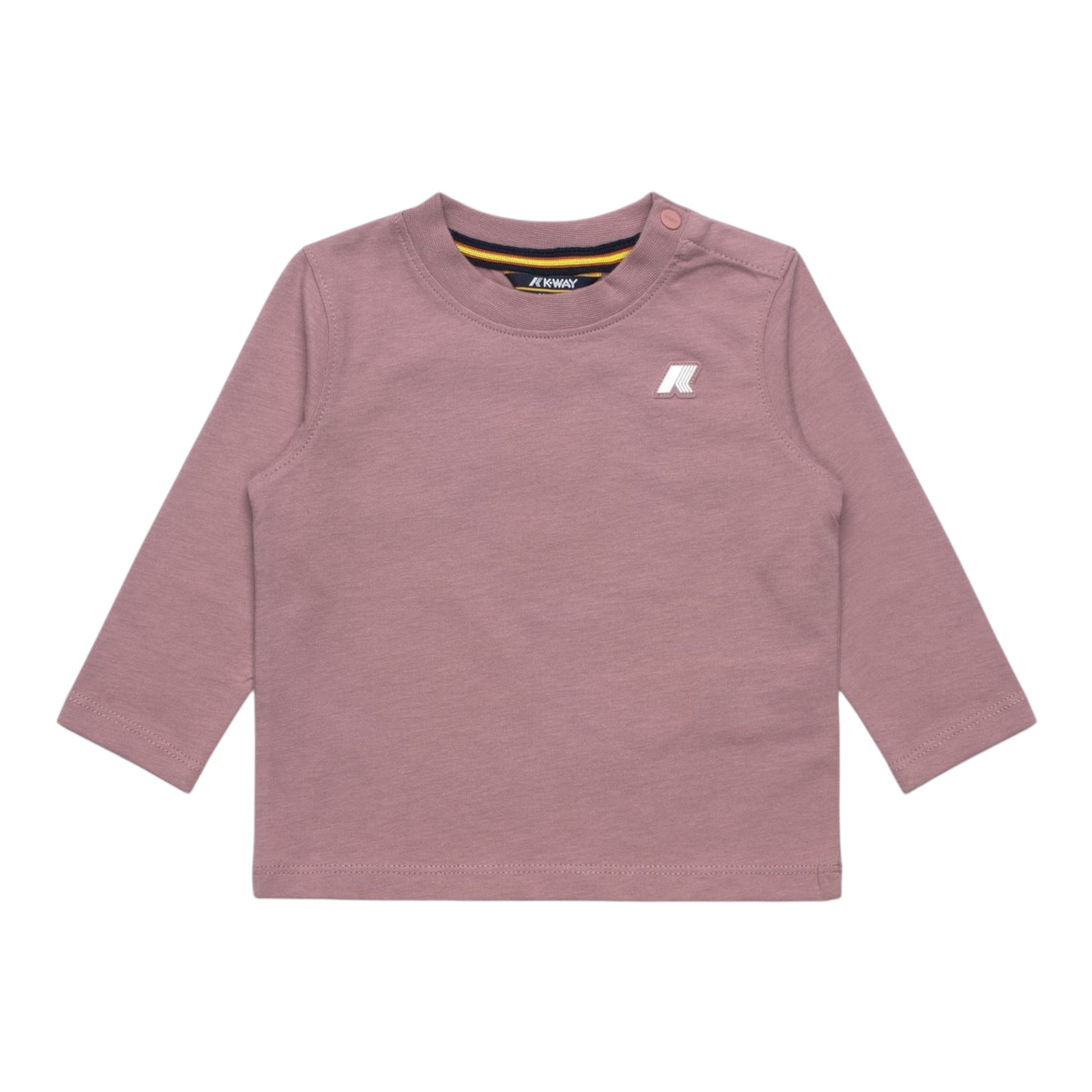 K-Way Shirt Girocollo tinta unita con Logo Rosa per Neonata K8138CWANXX ROSA K-WAY 