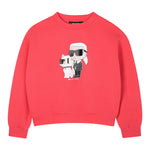 Karl Lagerfeld Felpa Chiusa Girocollo tinta unita con Stampa Rosa per Neonata Z30606N ROSA KARL LAGERFELD 
