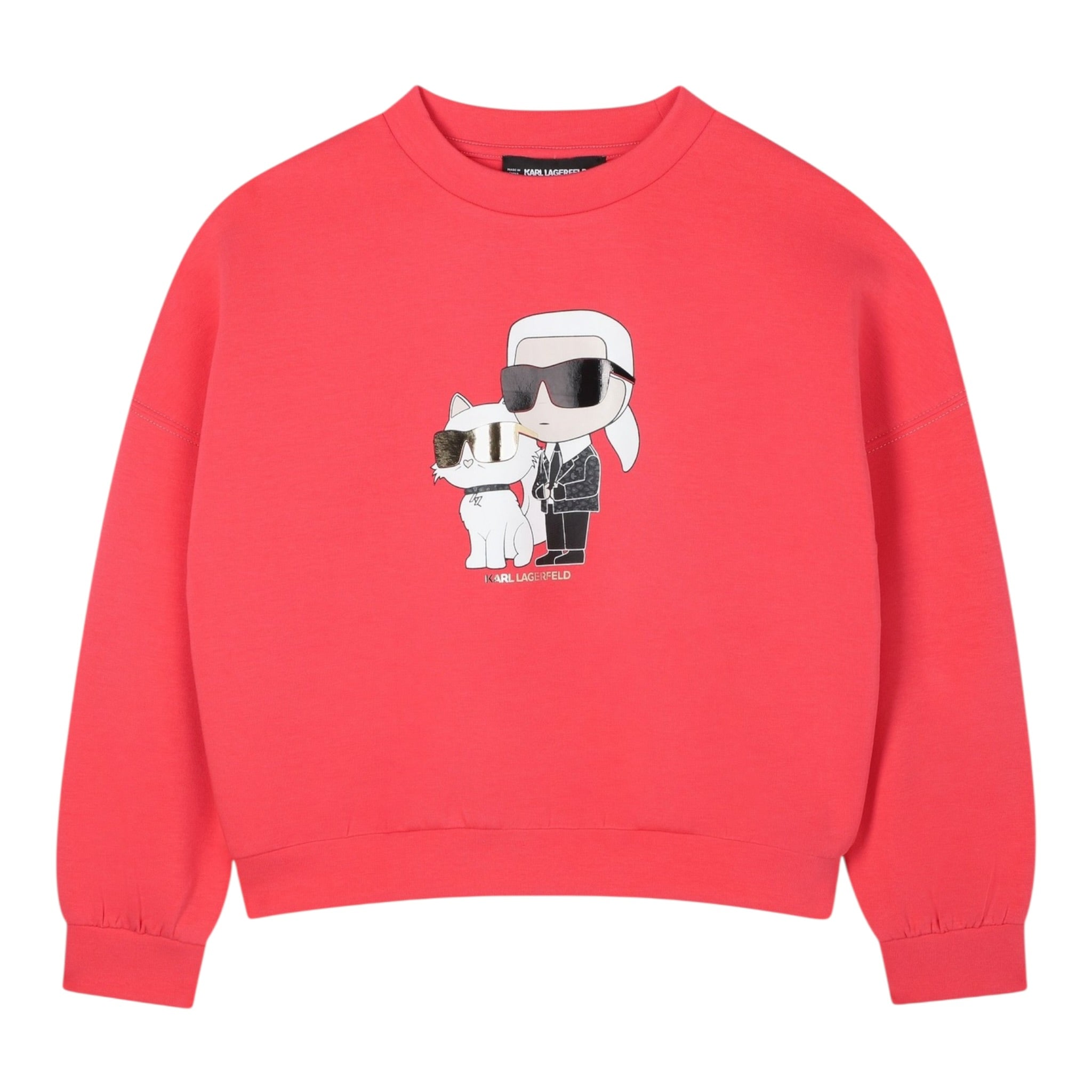 Karl Lagerfeld Felpa Chiusa Girocollo tinta unita con Stampa Rosa per Neonata Z30606N ROSA KARL LAGERFELD 