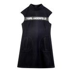 Karl Lagerfeld Abito tinta unita Giromanica con Logo Nero per Bambina Z30618 NERO KARL LAGERFELD 