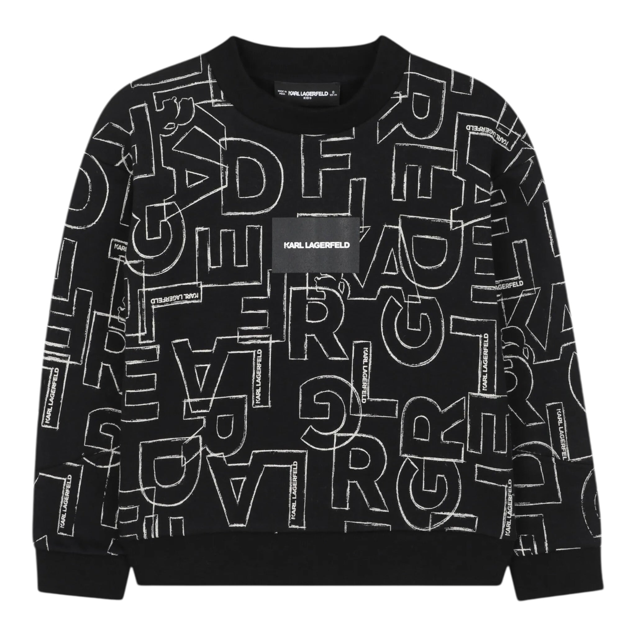 Karl Lagerfeld Felpa Chiusa Girocollo tinta unita con Stampe Nero per Neonata Z30642N NERO KARL LAGERFELD 