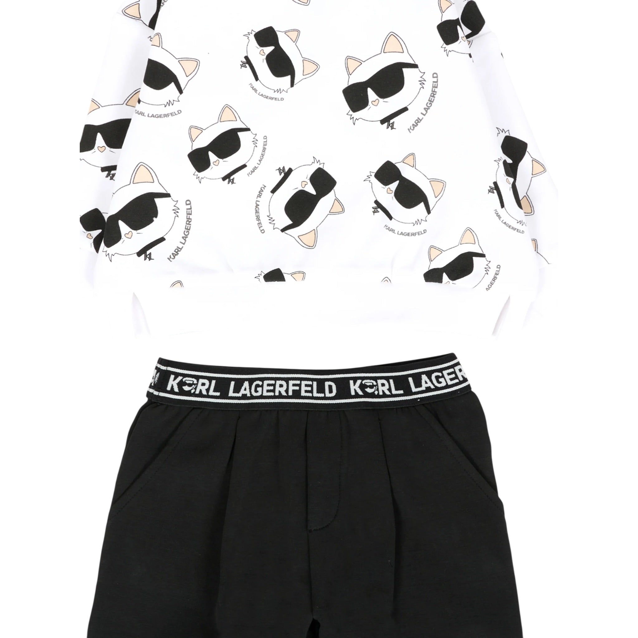 Karl Lagerfeld Completo 2 Pezzi Felpa-Leggins Bianco/Nero per Neonata Z30656 BIANCO/NERO KARL LAGERFELD 