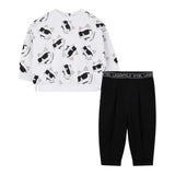 Karl Lagerfeld Completo 2 Pezzi Felpa-Leggins Bianco/Nero per Neonata Z30656 BIANCO/NERO KARL LAGERFELD 