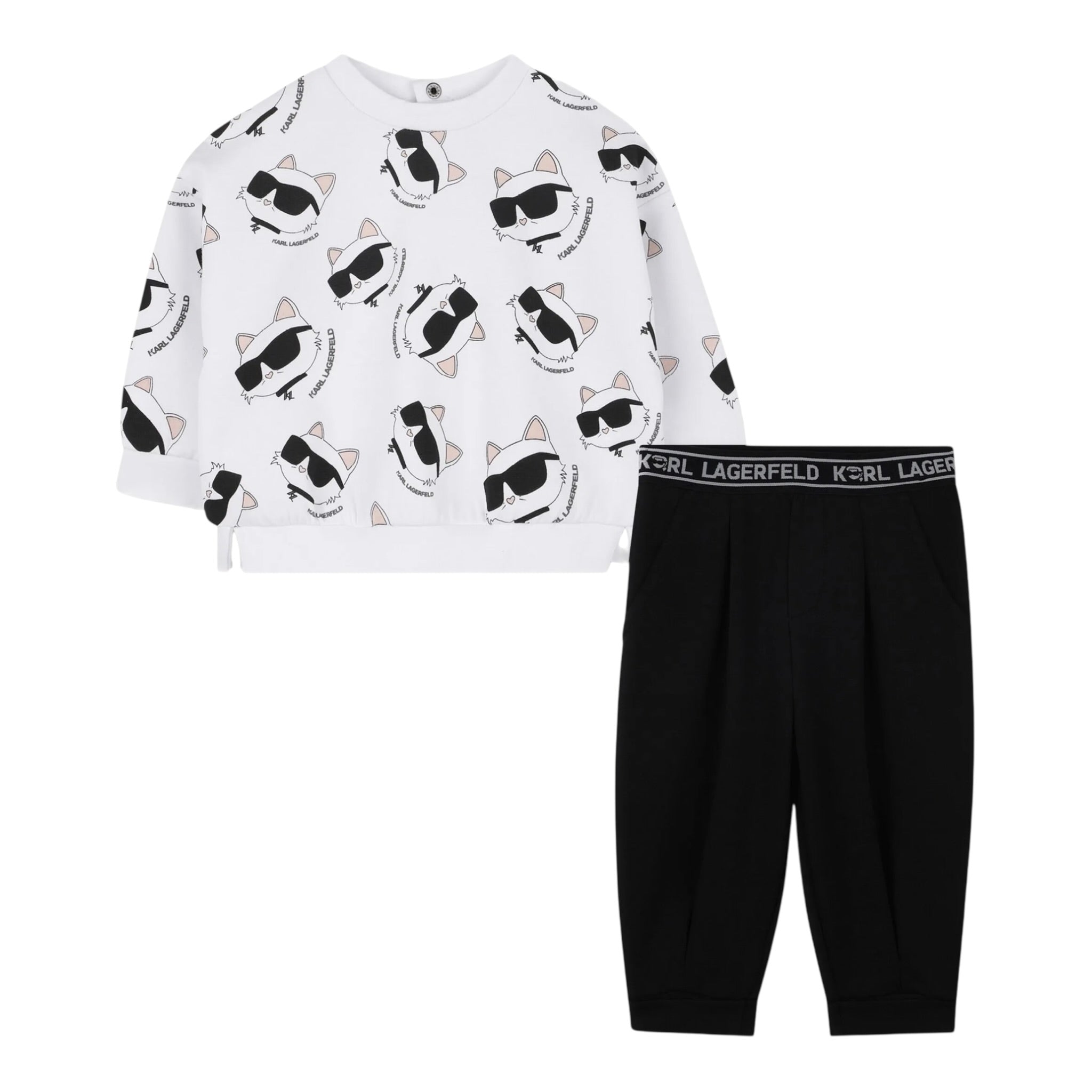 Karl Lagerfeld Completo 2 Pezzi Felpa-Leggins Bianco/Nero per Neonata Z30656 BIANCO/NERO KARL LAGERFELD 