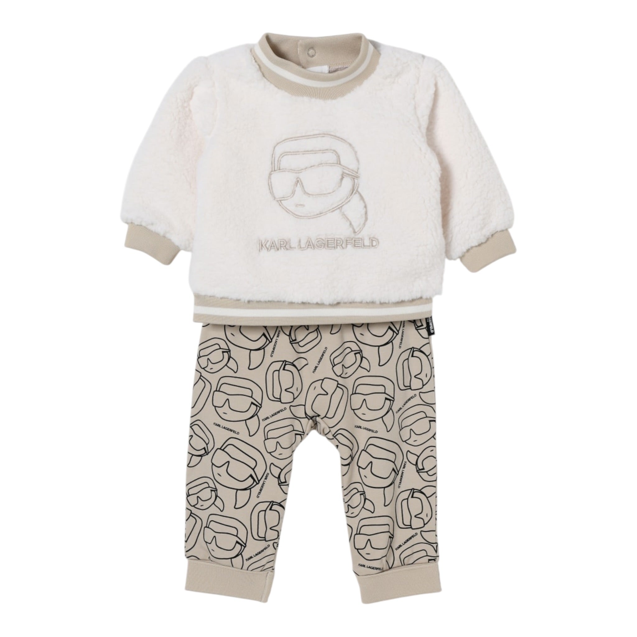 Karl Lagerfeld Completo 2 Pezzi Felpa-Leggins Panna/Beige per Neonata Z30672 PANNA/BEIGE KARL LAGERFELD 