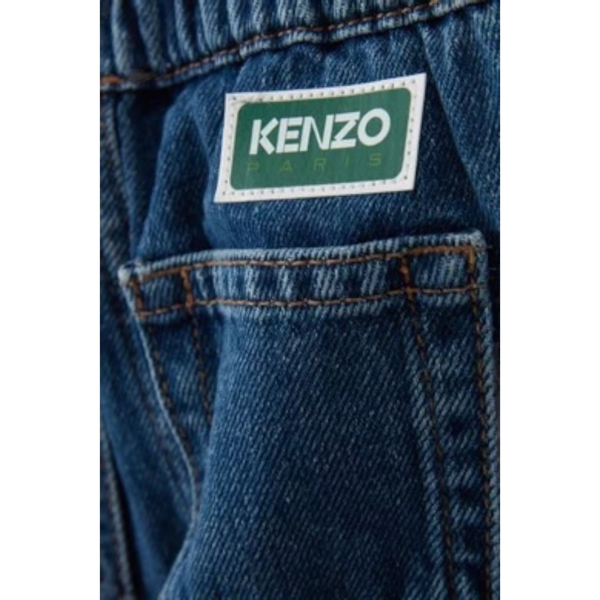 Kenzo Jeans tinta unita con Elastico In Vita Blu per Neonato K60506 BLU KENZO 