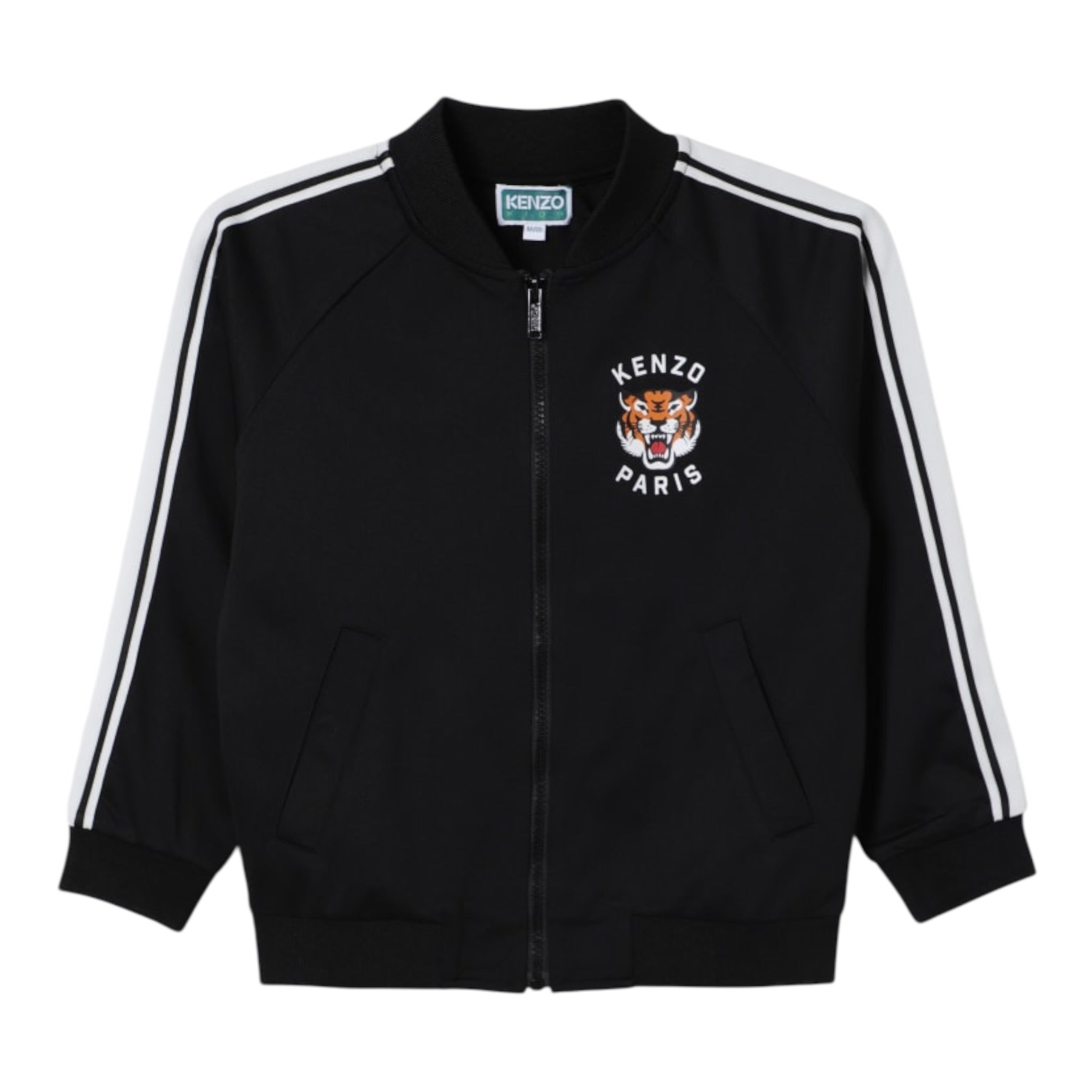 Kenzo Felpa tinta unita con Zip E Stampa Nero per Bambino K61469 NERO KENZO 