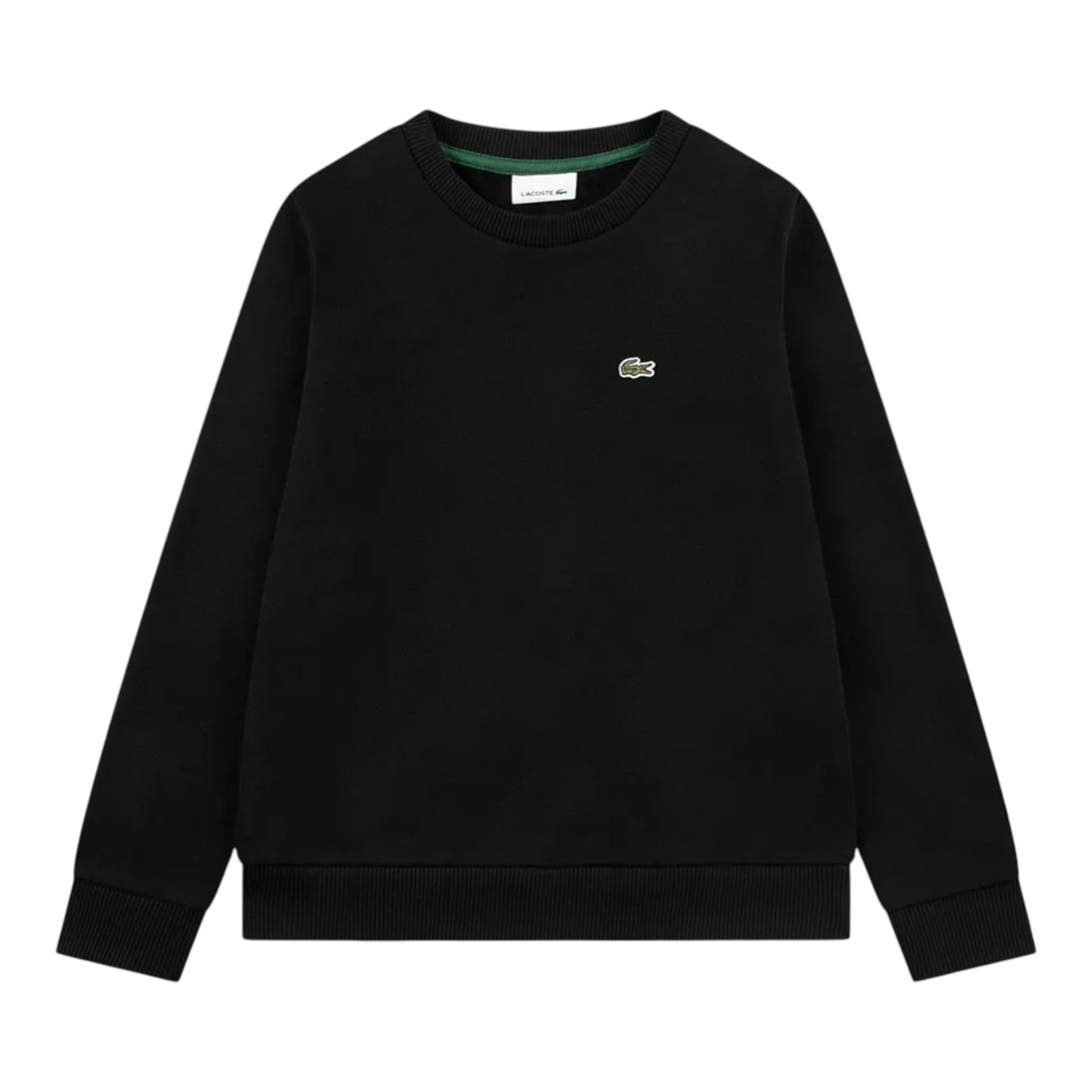 Lacoste Felpa Chiusa Girocollo con Logo Nero per Bambino 447059 NERO LACOSTE 