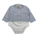 La Stupenderia Camicia Modello Body Bicolore con Fantasia A Quadri Bianco/Azzurro per Neonato 1TBBD01 BIANCO/AZZURRO LA STUPENDERIA 