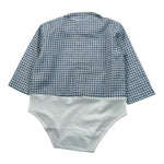 La Stupenderia Camicia Modello Body Bicolore con Fantasia A Quadri Bianco/Azzurro per Neonato 1TBBD01 BIANCO/AZZURRO LA STUPENDERIA 